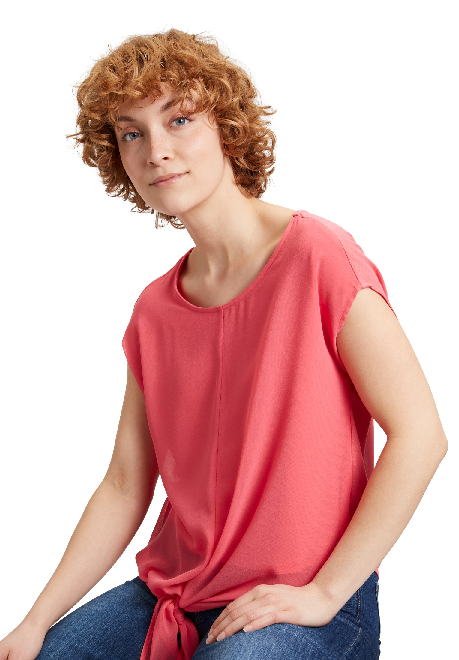 Cartoon Kurzarmshirt »Cartoon Rundhals-Shirt mit Schleifenknoten«, (1 tlg.), Materialmix