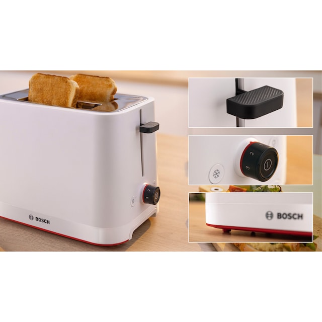 BOSCH Toaster »MyMoment TAT3M121«, 2 Schlitze, für 2 Scheiben, 950 W,  entnehmbarer Brötchenaufsatz, Auftaufunktion, Brotzentrierung, AutoOff |  BAUR