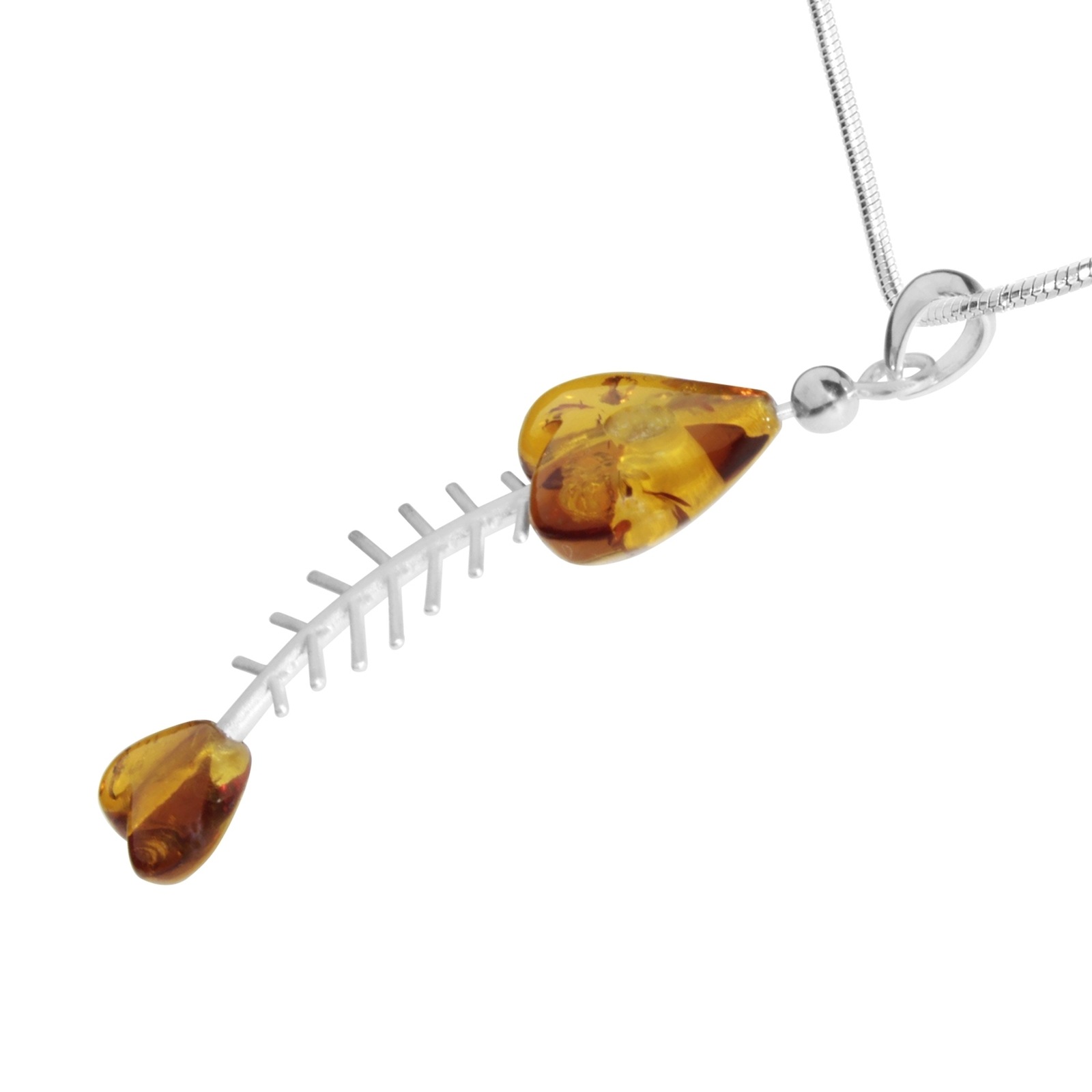 OSTSEE-SCHMUCK Kette mit Anhänger »Ostsee-Schmuck Kette mit Anhänger Fisch 60 mm«, (2 tlg.)