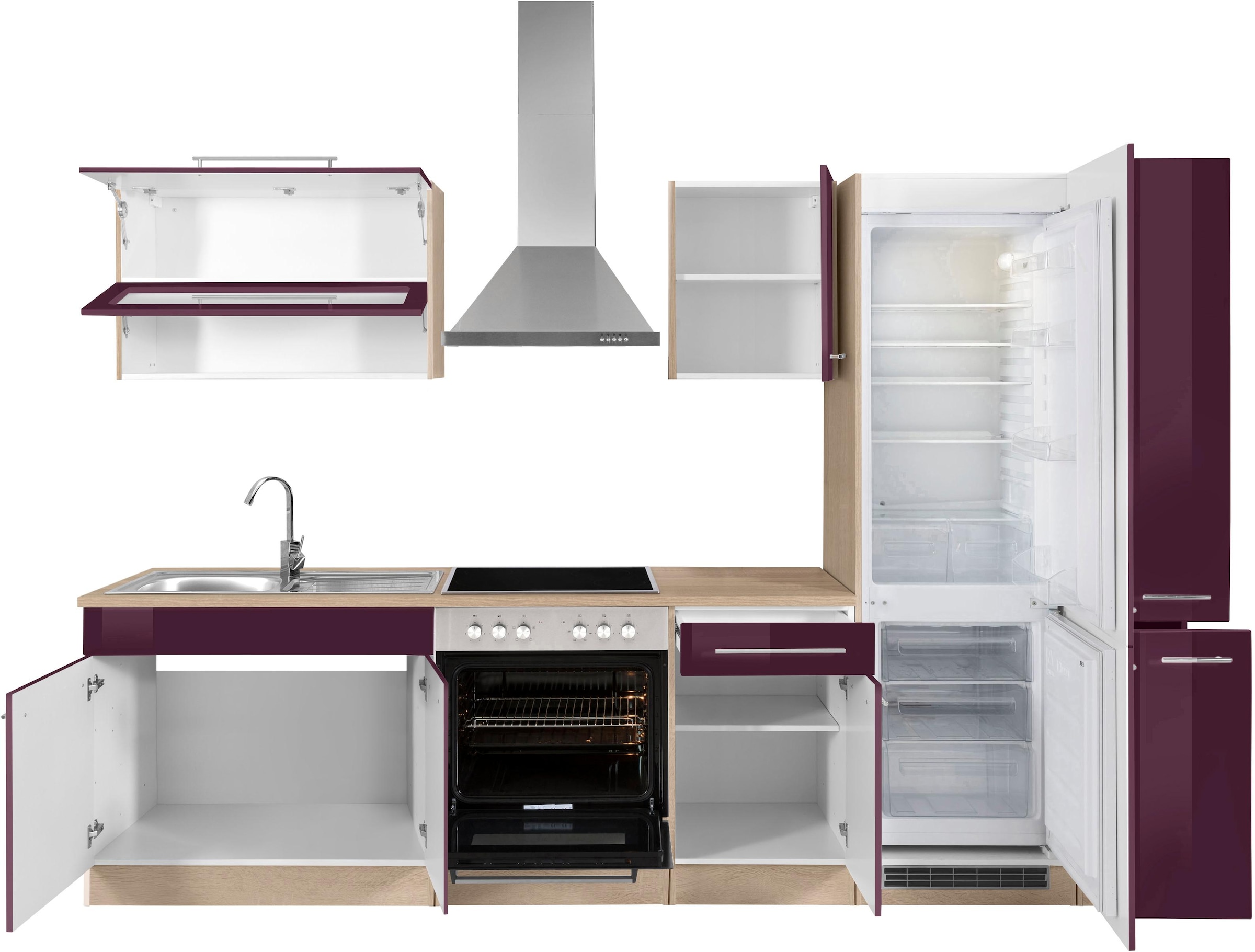 KOCHSTATION Küchenzeile »KS-Eton«, mit E-Geräten, Breite 300 cm