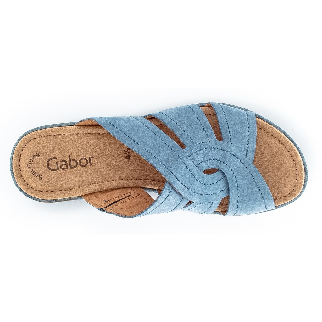 Marken Gabor Gabor Pantolette, mit Ziersteppung jeansblau