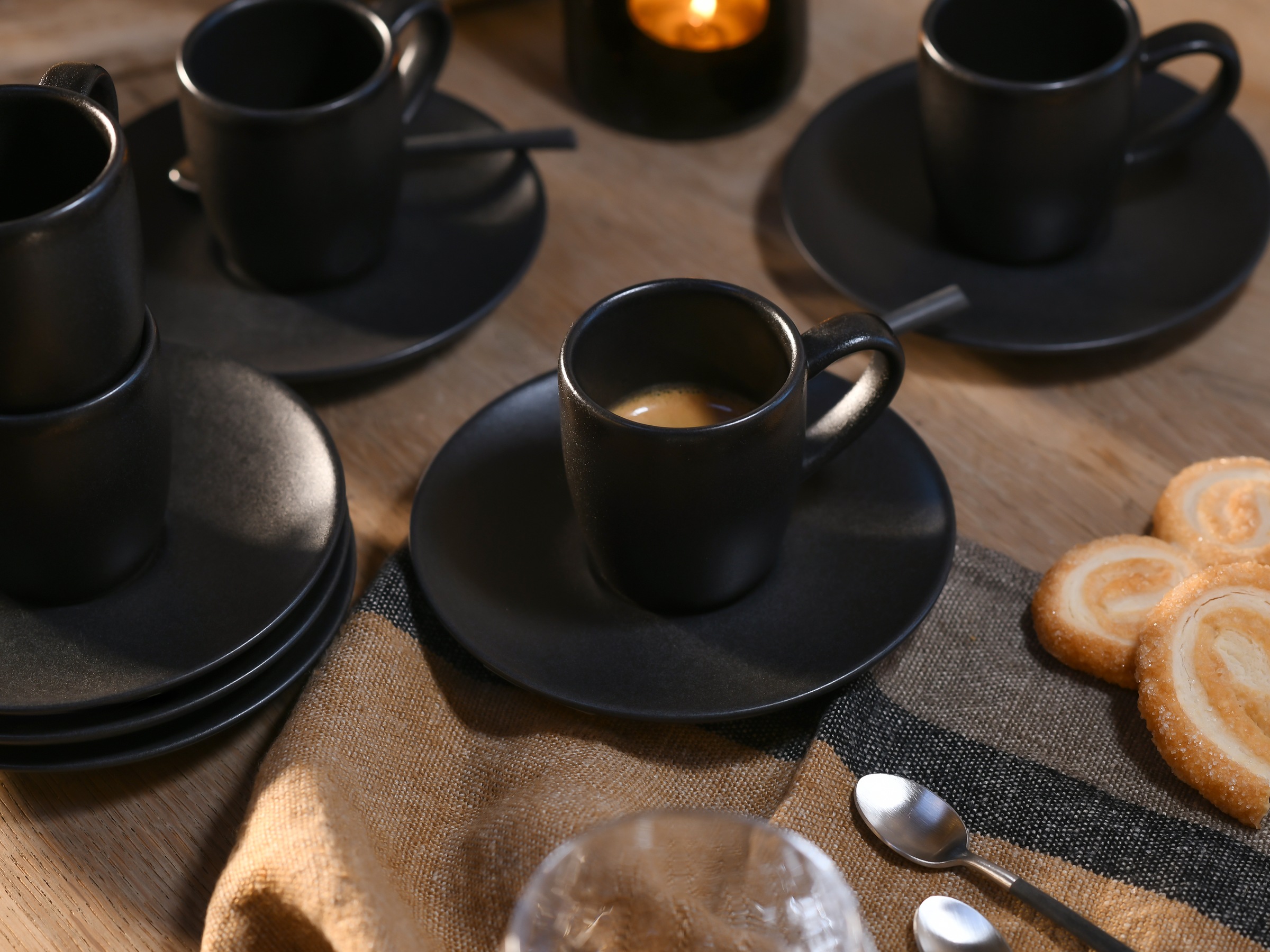 CreaTable Espressotasse »Soft Touch Black« 12-teilig, inkl. Untertasse