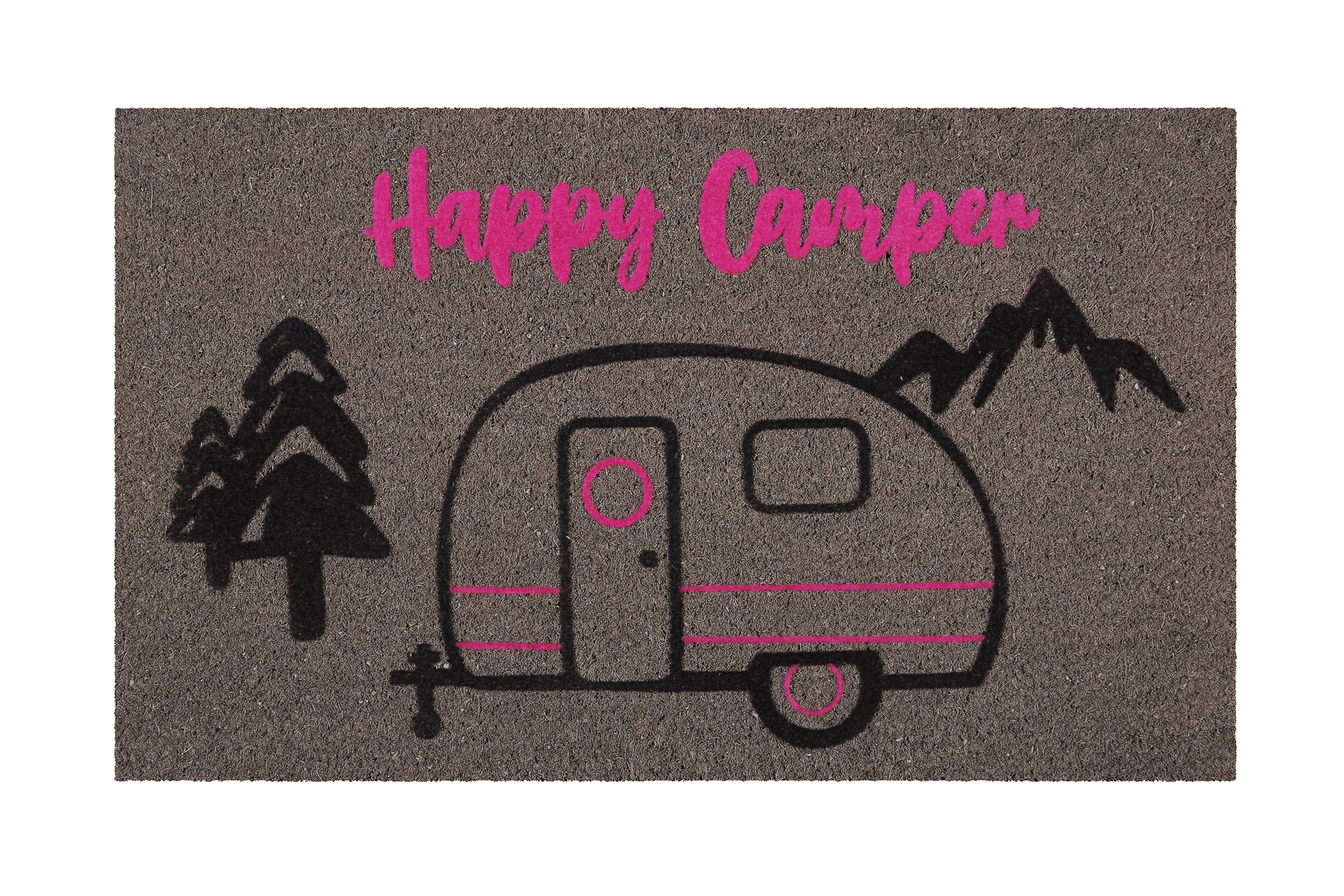 Fußmatte »Happy Camper«, rechteckig, 18 mm Höhe, nachhaltig, rutschfest, robust,...