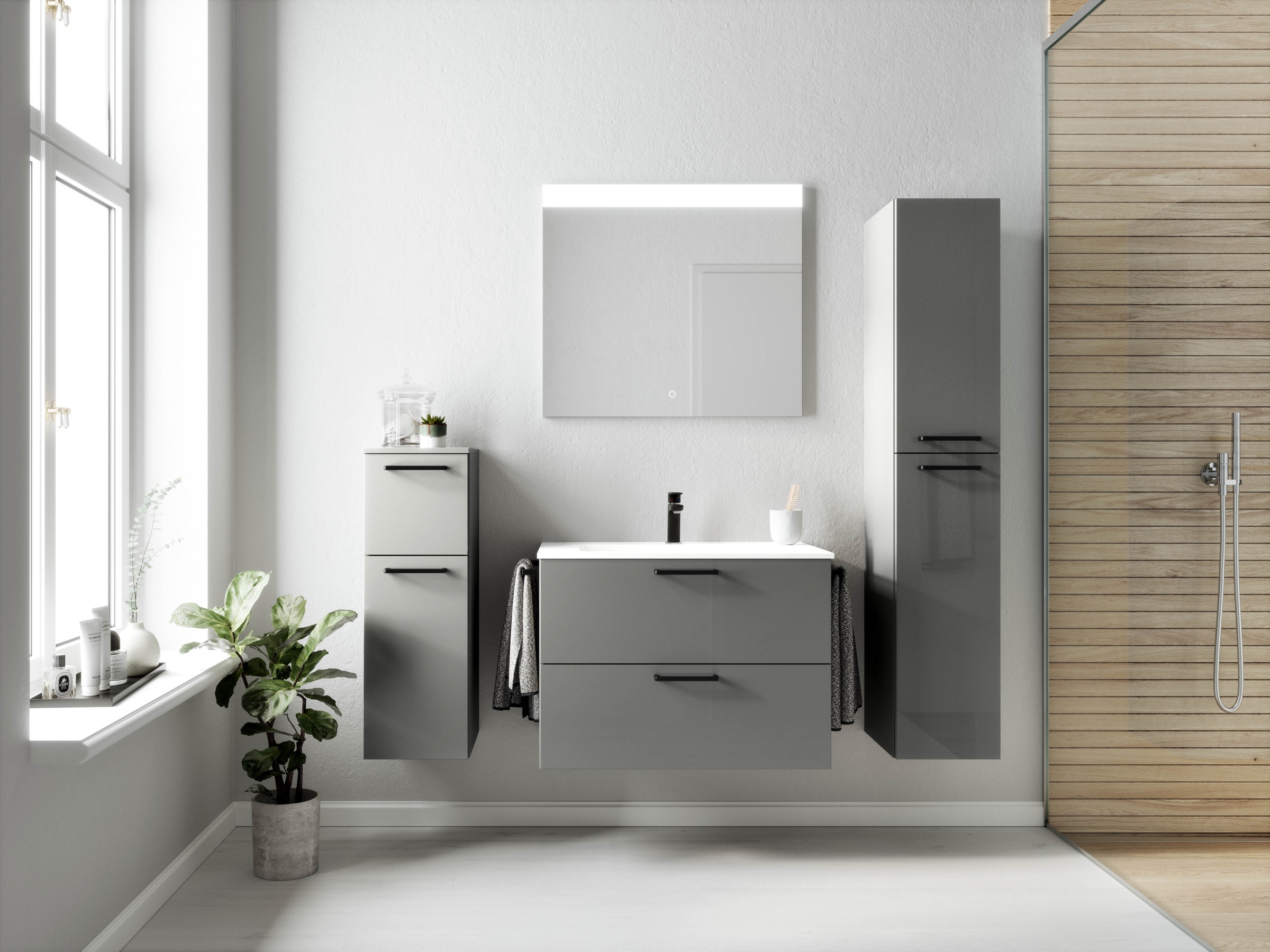 nobilia Badmöbel-Set "Tolvina", (2 St., vormontiert, mit Soft-Close), Hochg günstig online kaufen