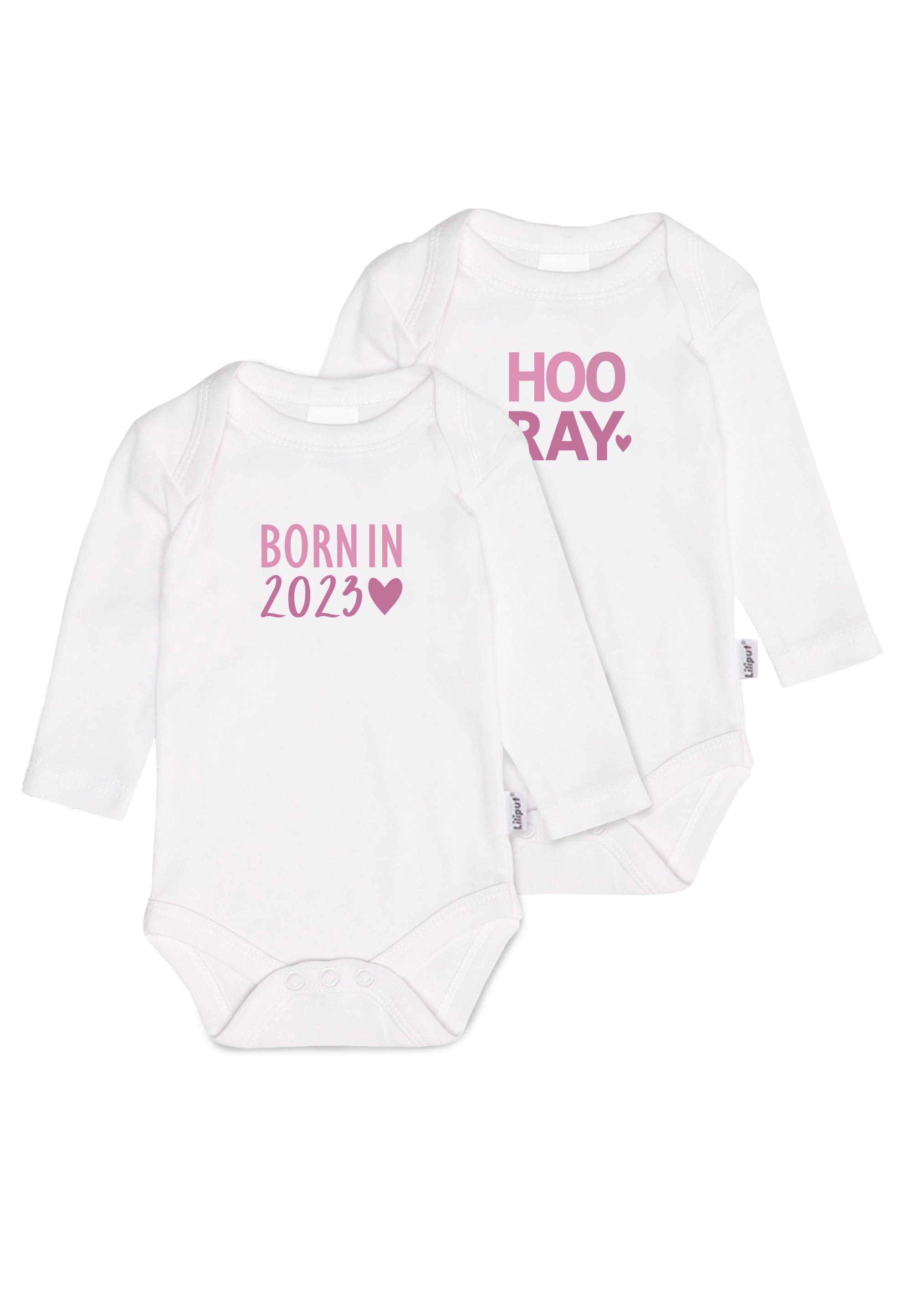 Liliput Body "born in 2023", 2er-Pack mit niedlichem Print