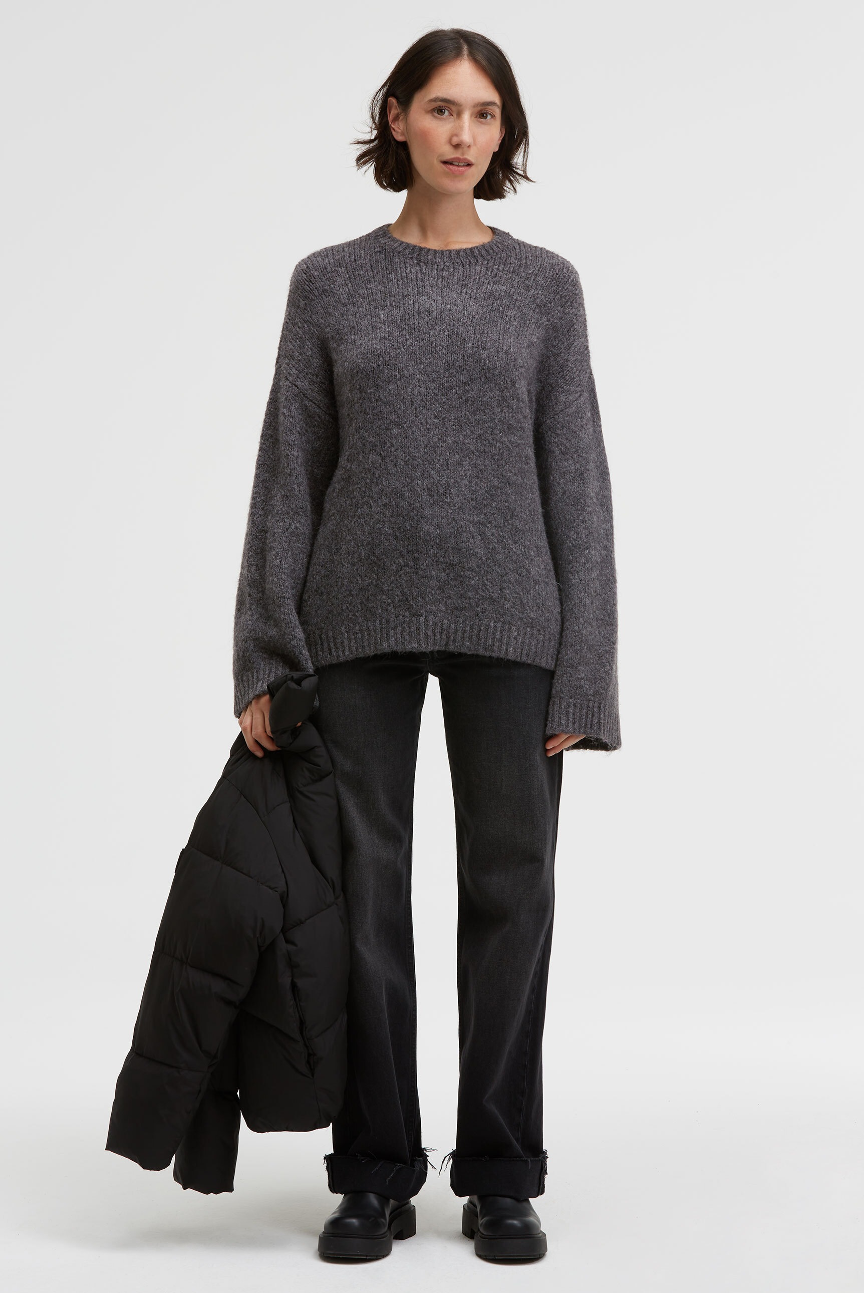 SENSES.THE LABEL Rundhalspullover mit weiten Ärmeln