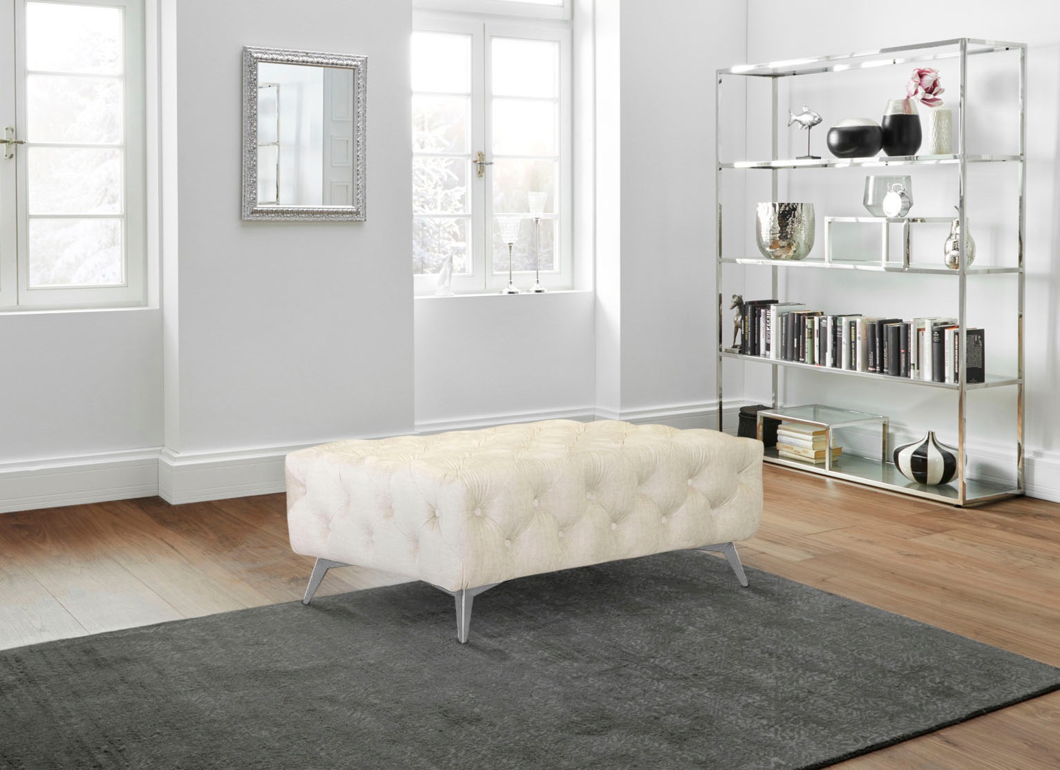 Home affaire Polsterhocker "Glynis" aufwändige Knopfheftung, moderne Cheste günstig online kaufen