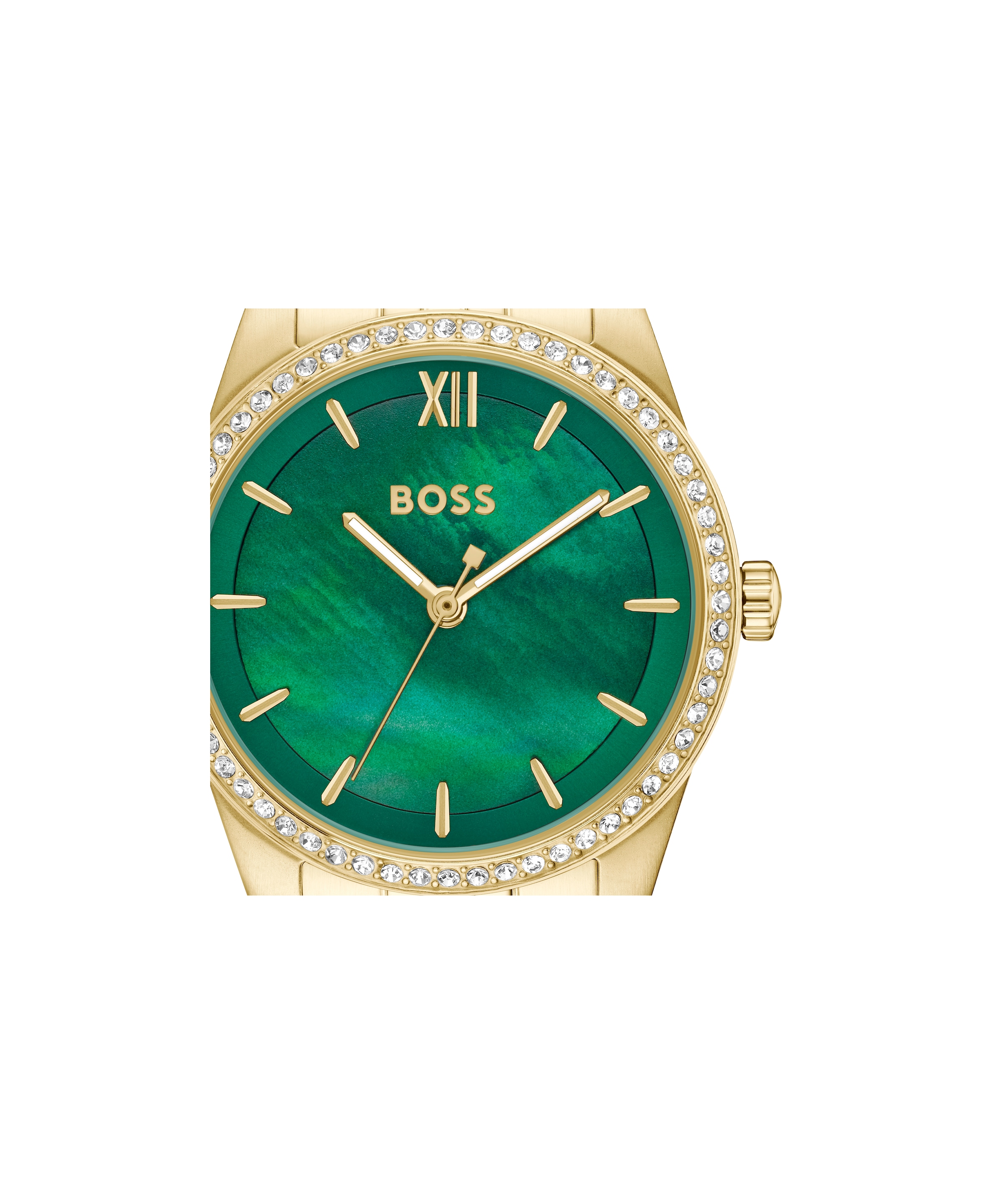 BOSS Quarzuhr »GRACEFUL« Armbanduhr, Damenuhr, Edelstahlarmband, analog, Glaskristalle