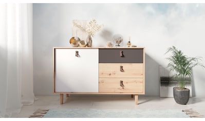 Homexperts Highboard »Bristol«, Breite 120 cm, Höhe 135 cm, mit massiven  Eichefüßen | BAUR