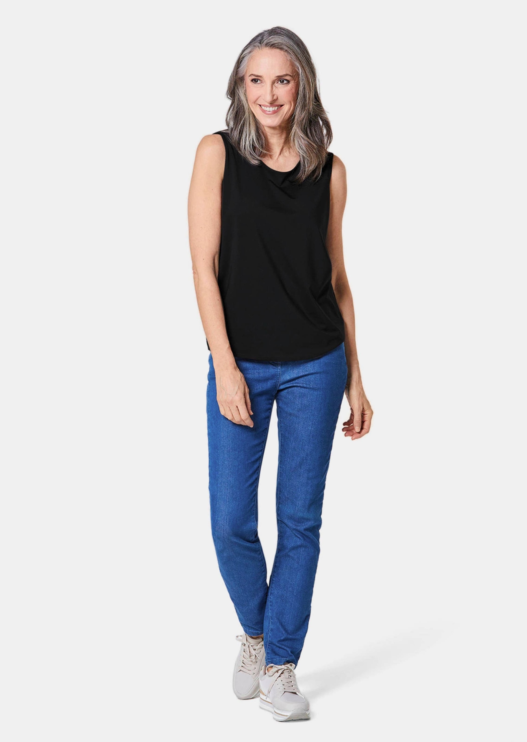 Trägertop GOLDNER "Gepflegtes Top in formstabiler Ware", Damen, Gr. 38, schwarz, Obermaterial: 82% Polyester PES. 18% Elasthan EL., normal, Sonstiges, Tops Trägertop, ohne 3