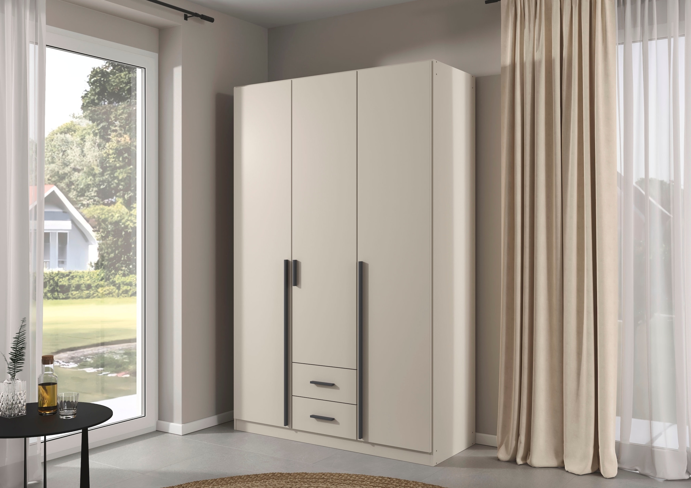 rauch Drehtürenschrank "Kleiderschrank Garderobe GAMMA Breite 136 cm" in 3 Ausstattungen BASIC/CLASSIC/PREMIUM (inkl. SOFT-CLOSE-Funktion), mit Schubladen, verschiedene Griff-Varianten TOPSELLER MADE IN GERMANY