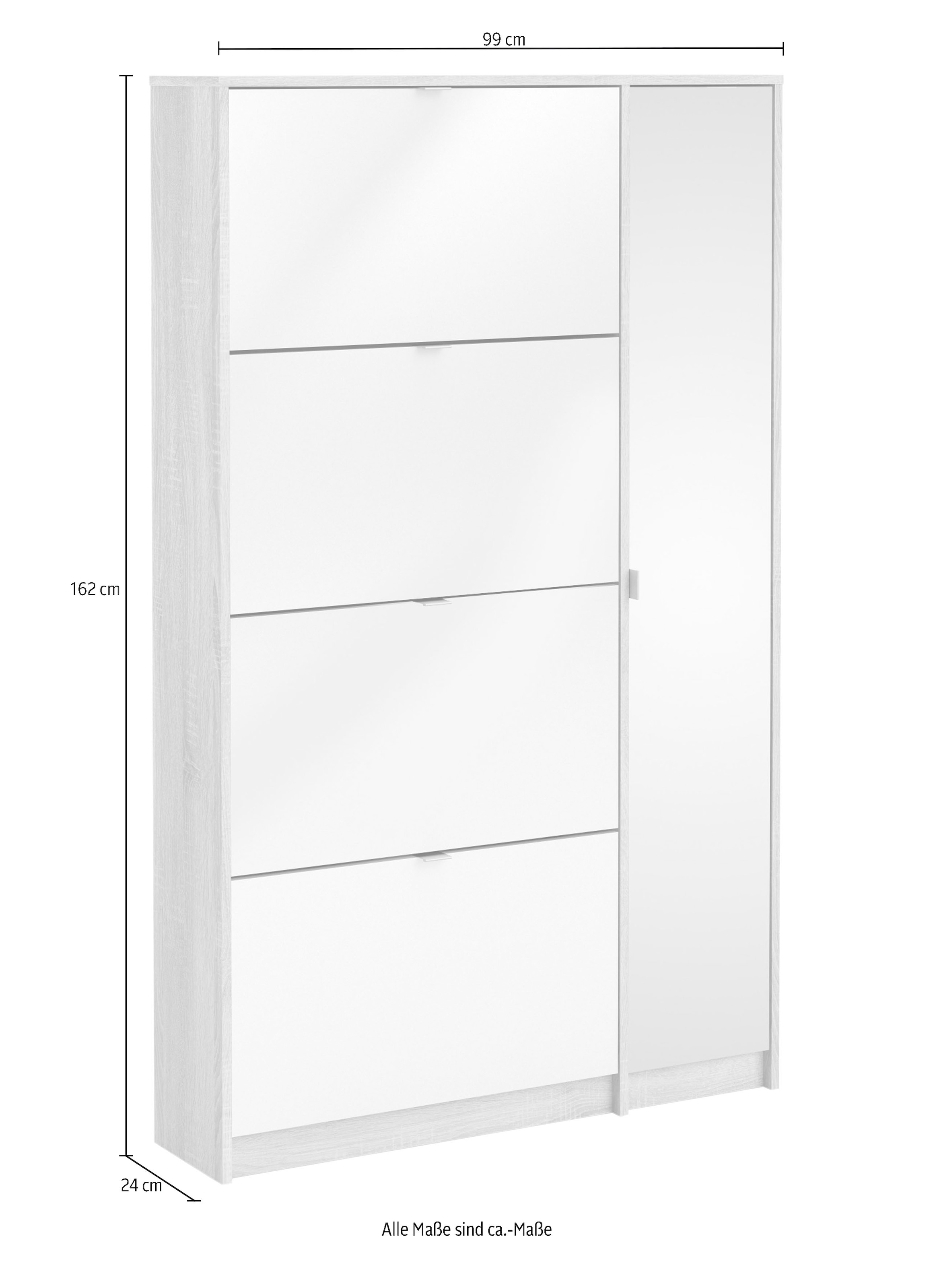 INOSIGN Schuhschrank »Shoes Schuhaufbewahrung, Schuhkommode, Schuhregal,«, mit 3 Klappen, 2 Böden und 1 Tür, Breite 98,8 cm Höhe 162 cm