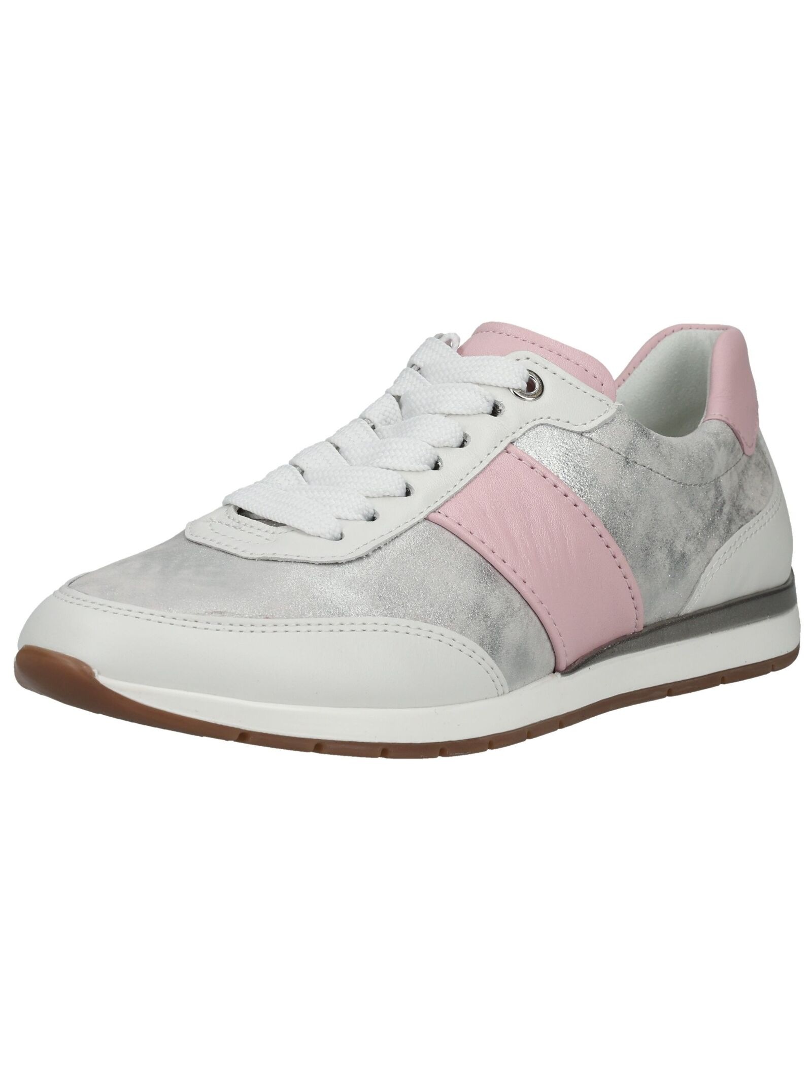 Sneaker ARA "Ara Sneaker Leder", Damen, Gr. 42, grau, rosa, Leder, Schuhe Sneaker