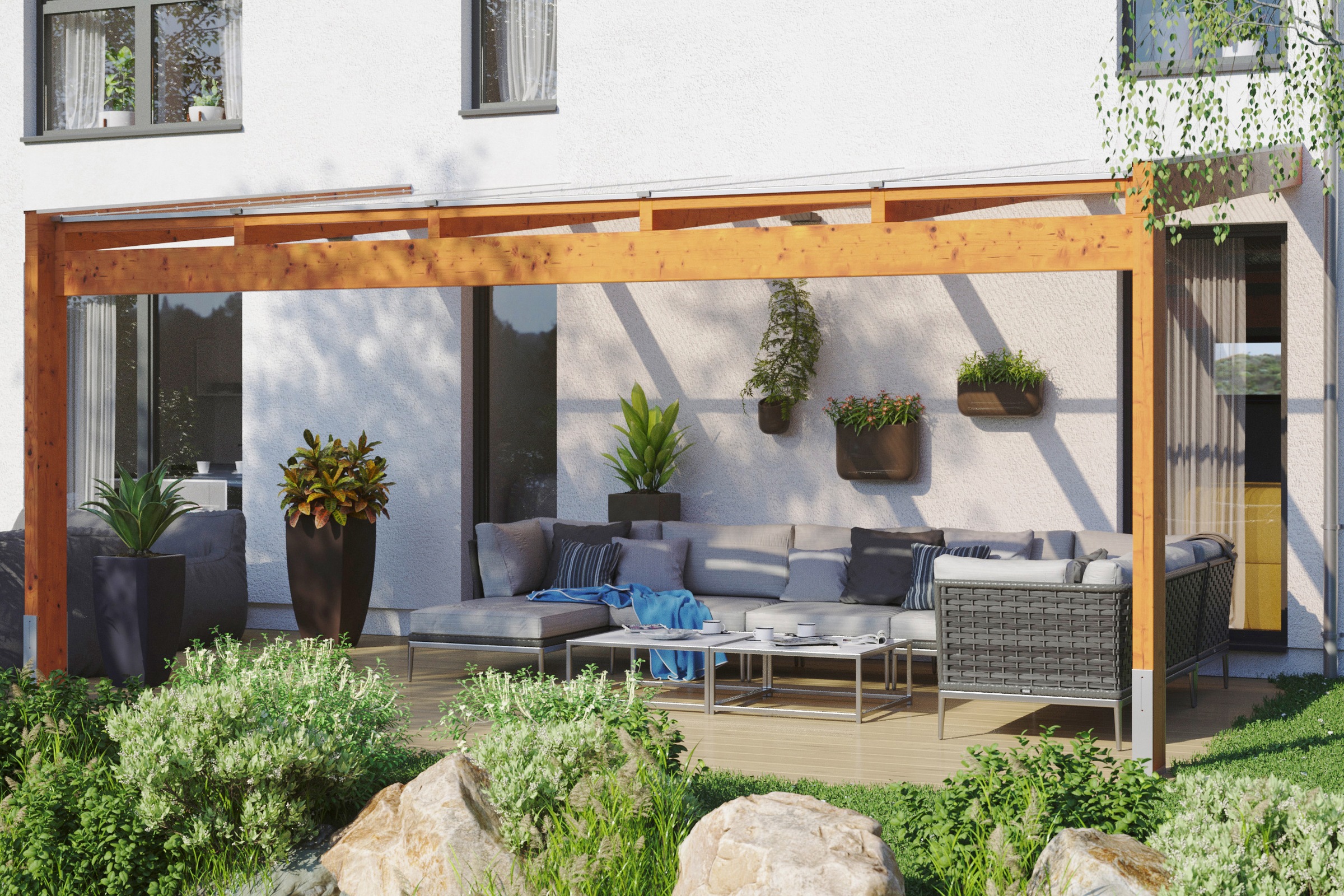 Skanholz Terrassendach »Novara« BxT: 557x359 cm...