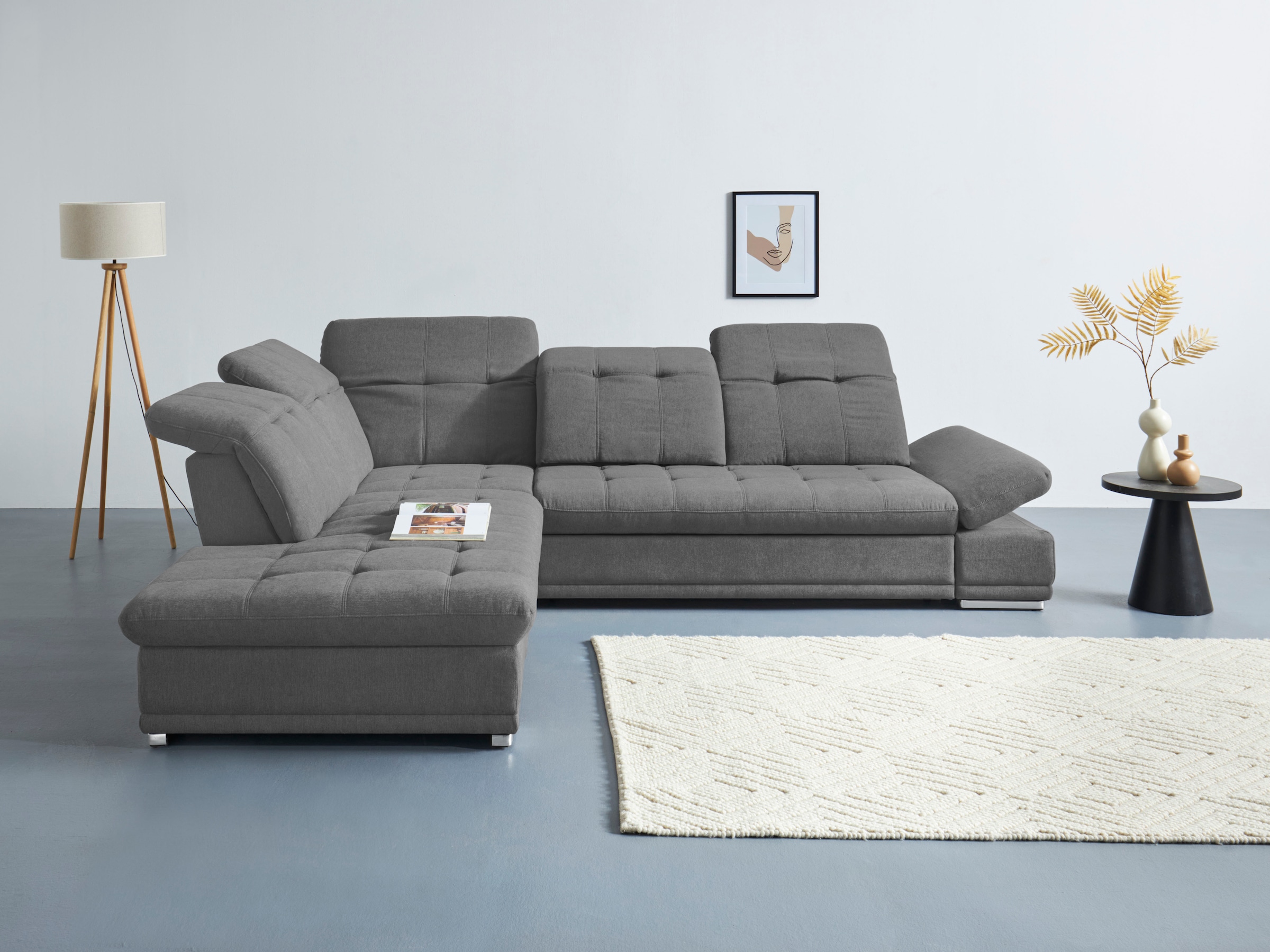 COTTA Ecksofa "Holiday L-Form mit Sitztiefen-, Armteil- und Kopfteilverstellung" wahlweise mit Schlaffunktion & Bettkasten