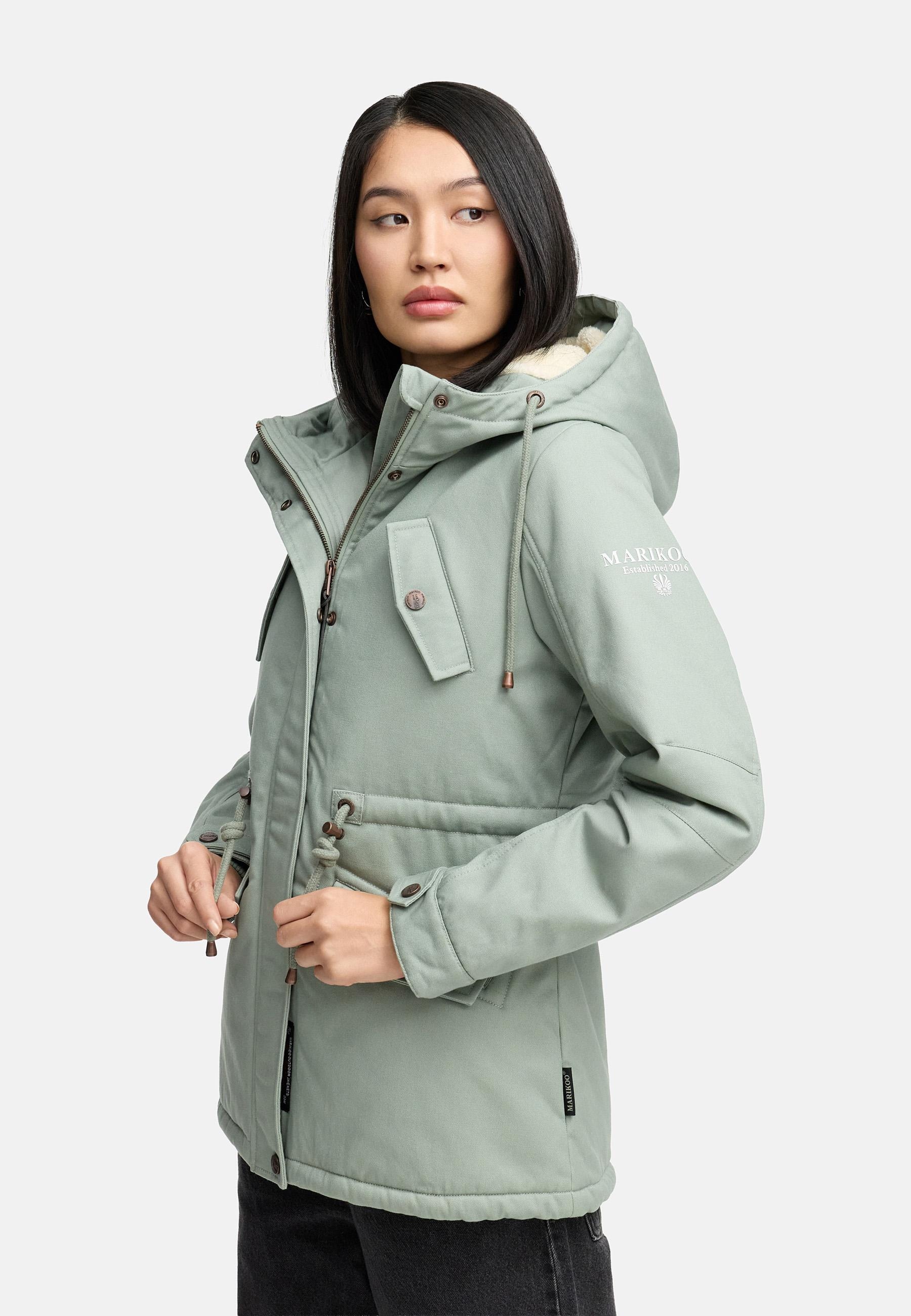 Marikoo Winterjacke »Manolya«, mit Kapuze, stylischer Kurzmantel mit weichem Teddyfell-Futter