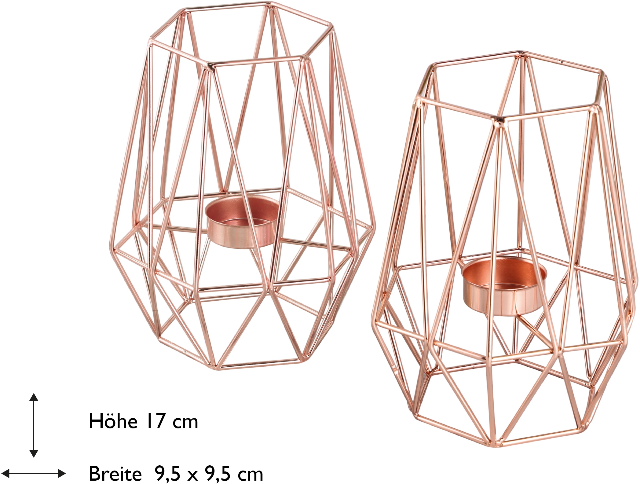 ECHTWERK Teelichthalter »Vintage Big, Weihnachtsdeko«, (Set, 2 St.), moderner Kerzenhalter aus Eisen, geometrisches Design, Höhe ca. 17 cm