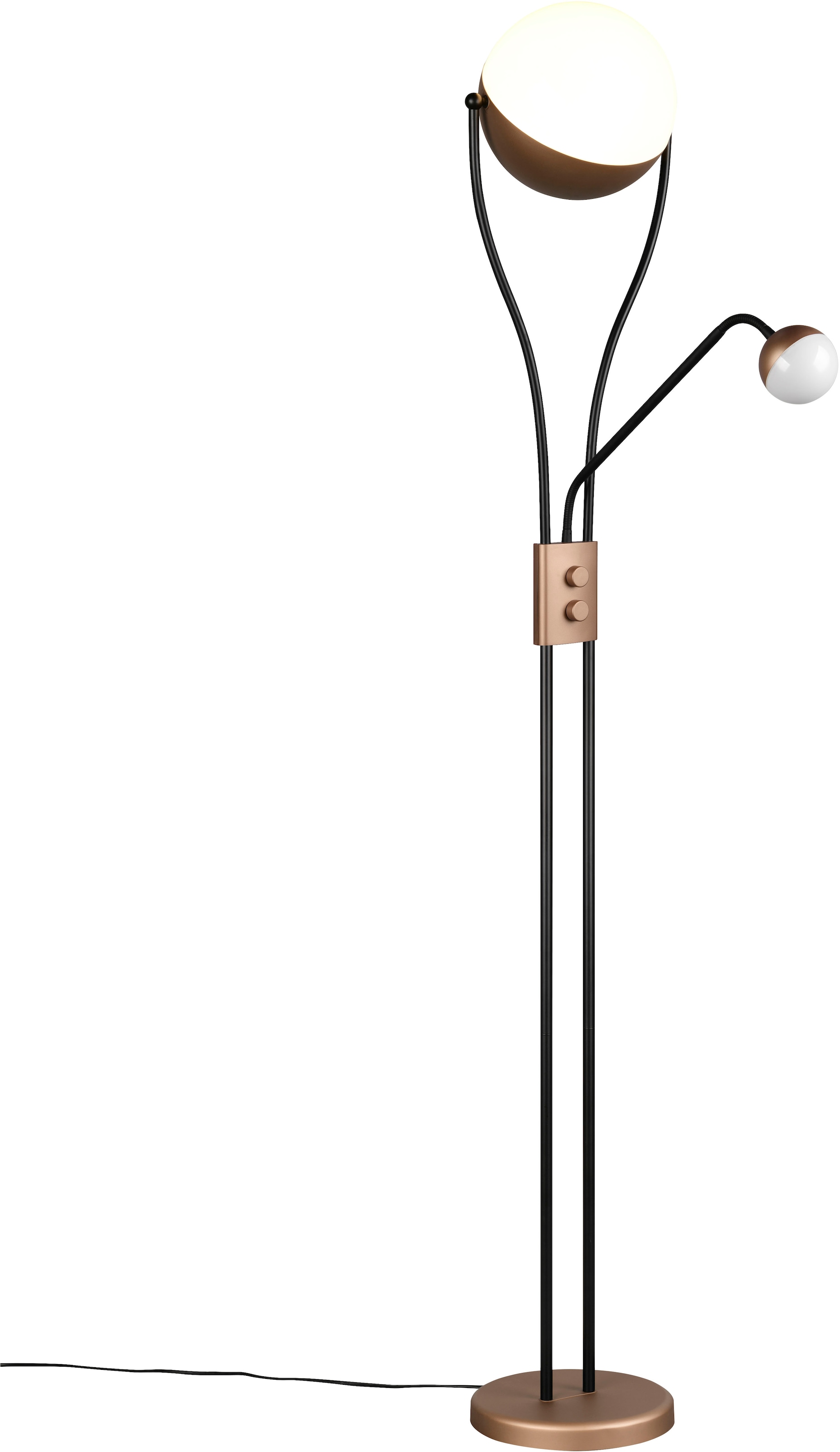 TRIO Leuchten LED Stehlampe »CHRIS, LED Stehleuchte Höhe 180cm, mit Lesearm, Drehdimmer«, 2 flammig, Leuchtmittel LED-Board-LED-Board | LED fest integriert-LED fest integriert, flexibles Leselicht getrennt schalten + dimmen, warmweißes Licht 3000K