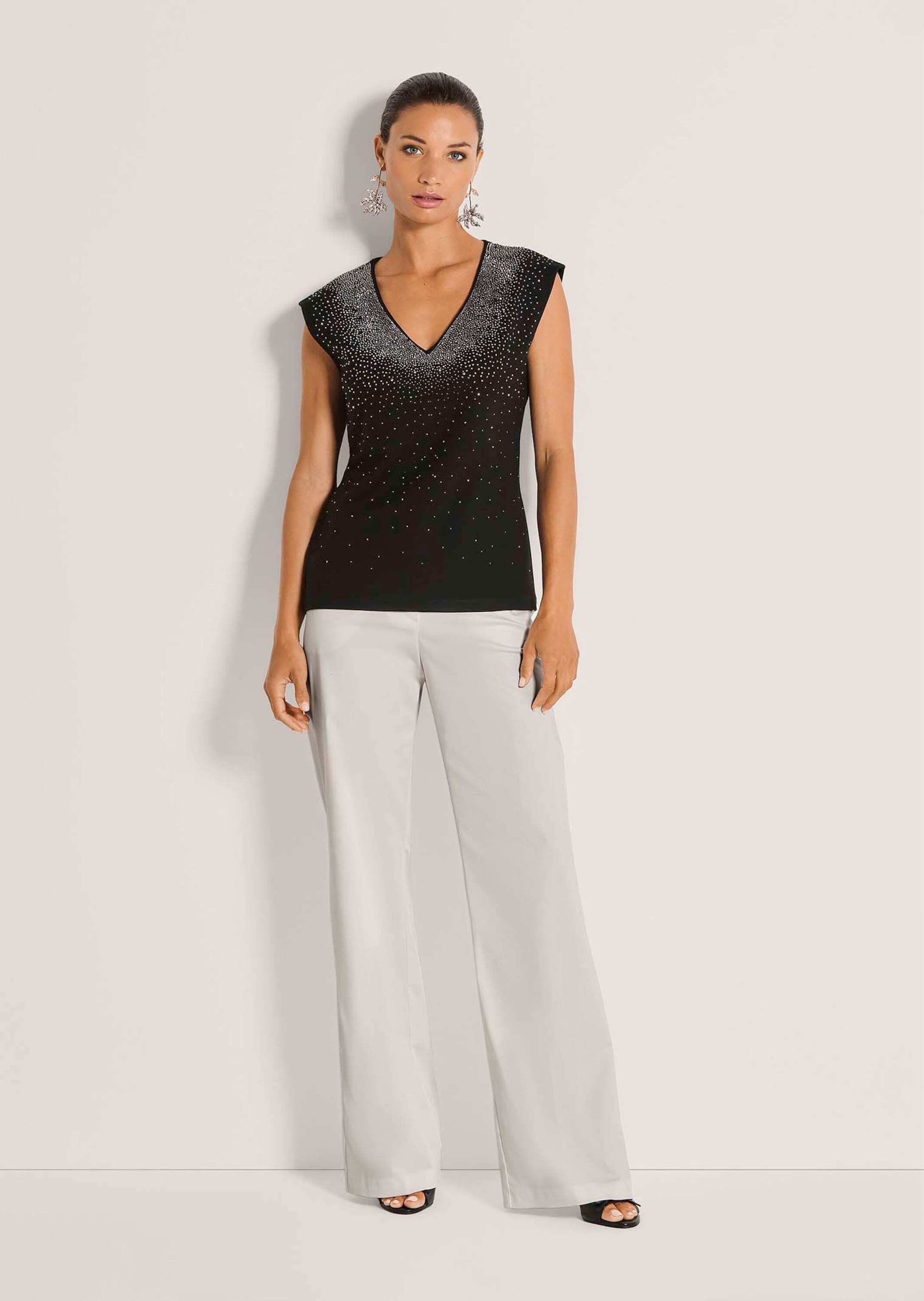 MADELEINE Kurzarmshirt »Shirt Elegantes Shirt mit V-Ausschnitt, ärmellos« Strass-Dekoration