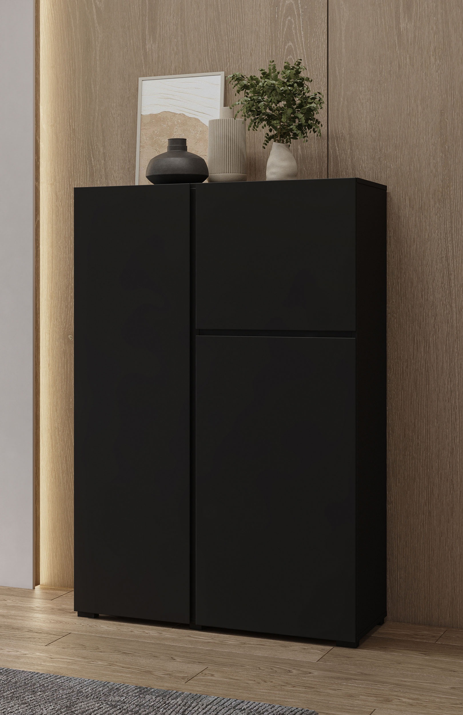 INOSIGN Highboard »Metric, Breite 92cm, moderne grifflose Hochkommode 3 Türen,Highboard«, Hochschrank mit viel Stauraum, Einlegeböden verstellbar, Türkommode