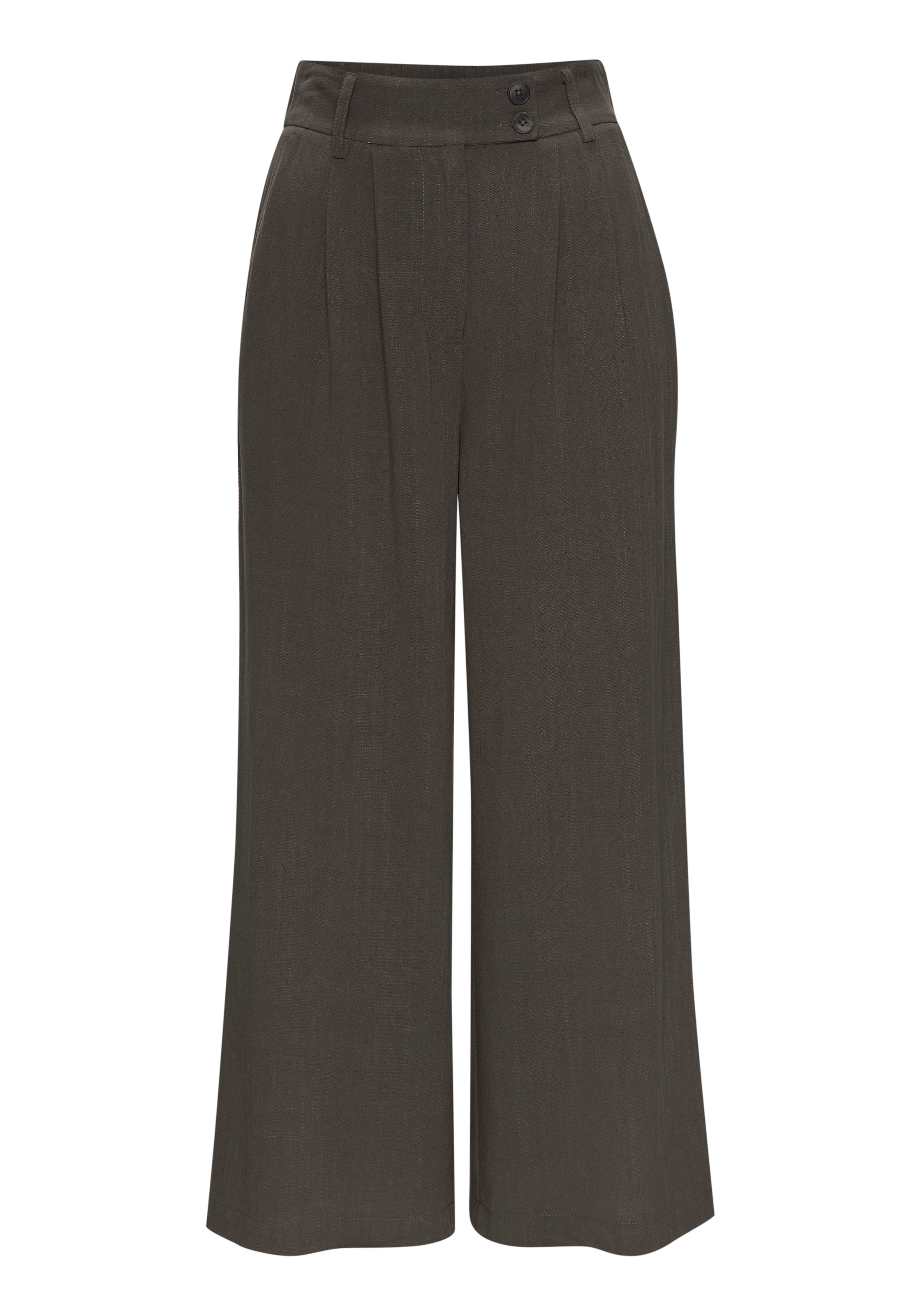 LASCANA Bundfaltenhose, mit Taschen und Knopfdetail, weites Bein, Leinenhose, Sommerhose