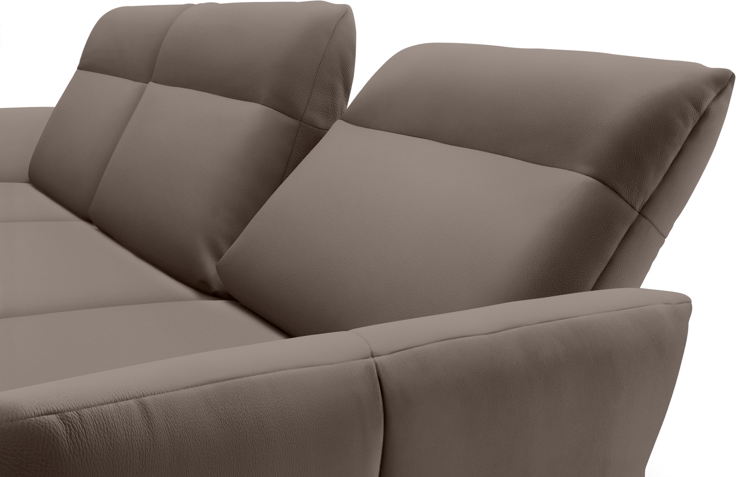 Creation BY ROLF BENZ Ecksofa »CR.460«, Sockel in Nussbaum, Winkelfüße in Umbragrau, Breite 318 cm