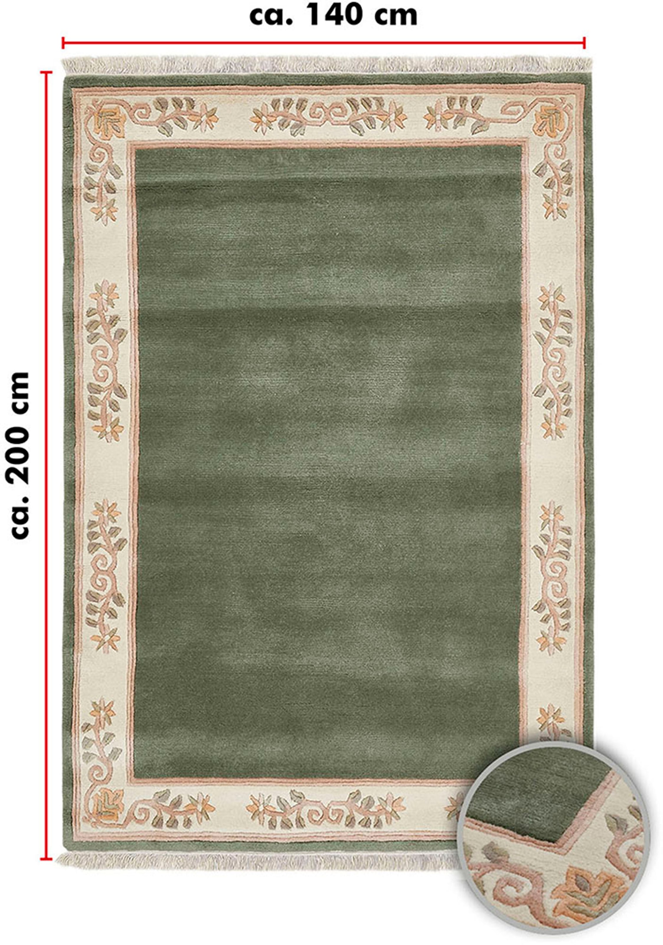 LUXOR living Wollteppich »Adour«, rechteckig, 18 mm Höhe, reine Wolle, handgeknüpft, mit Bordüre und Fransen, Wohnzimmer