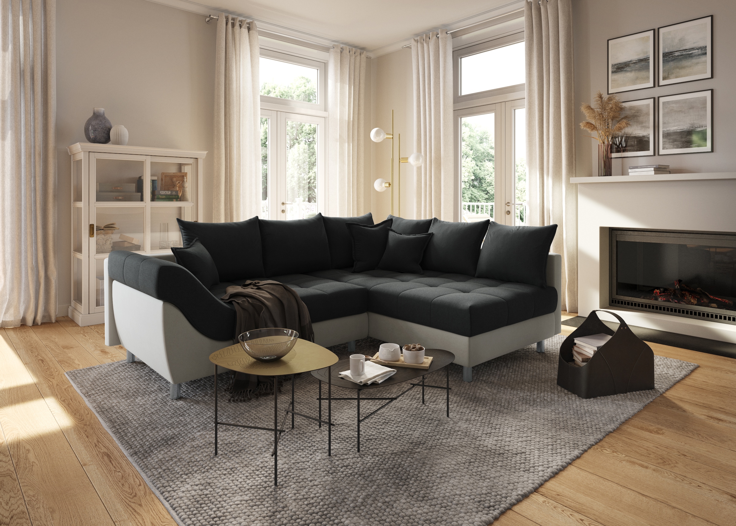 COLLECTION AB Ecksofa "Innsbruck L-Form, B: 247 cm" 3 Zierkissen, Federkern