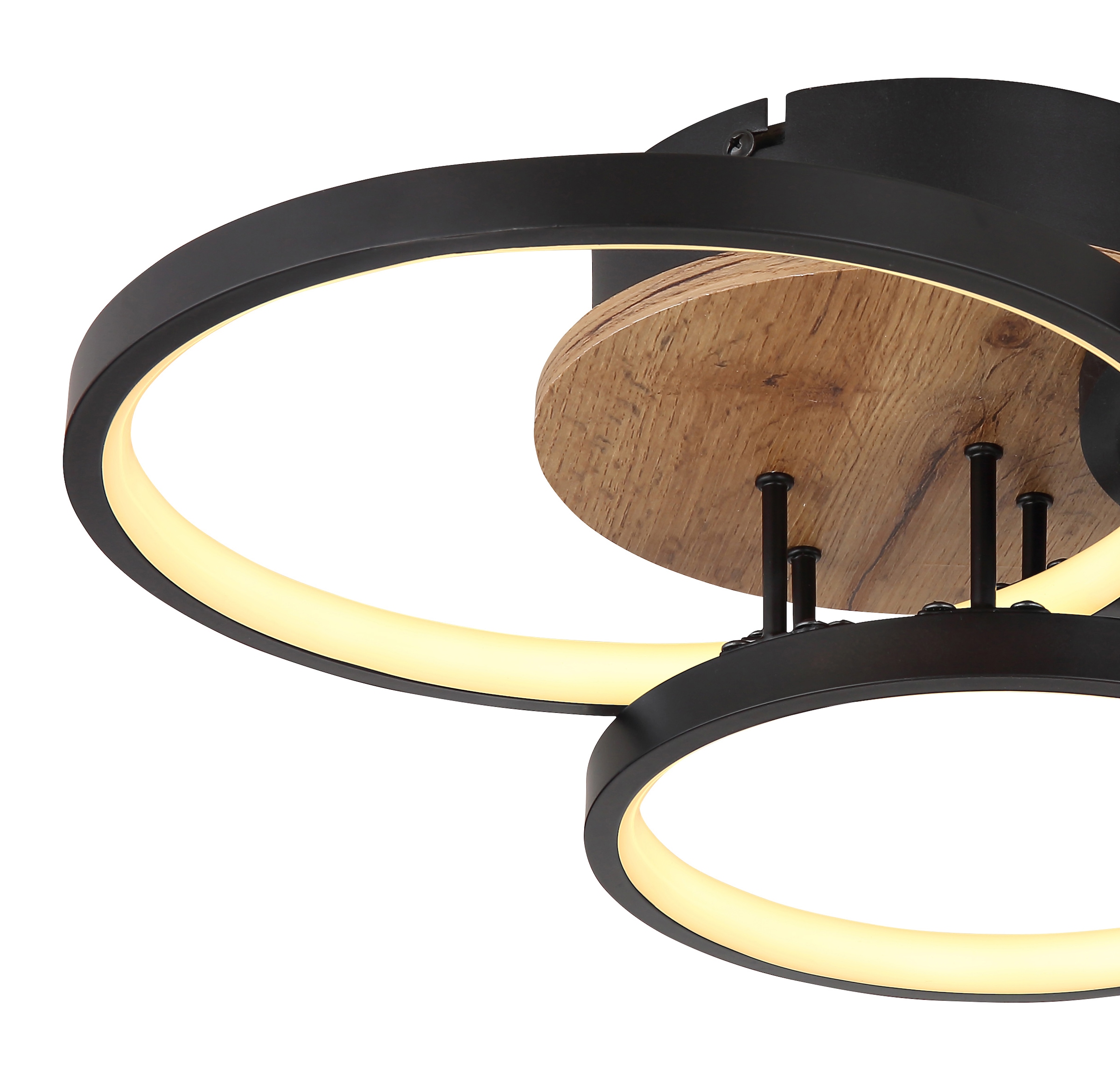 GLOBO LIGHTING Deckenleuchte »SID« LED-Modul 1 Stk. Warmweiß Deckenleuchte Schwarz/Holzoptik, Opalglas, LED 30W, 3000K