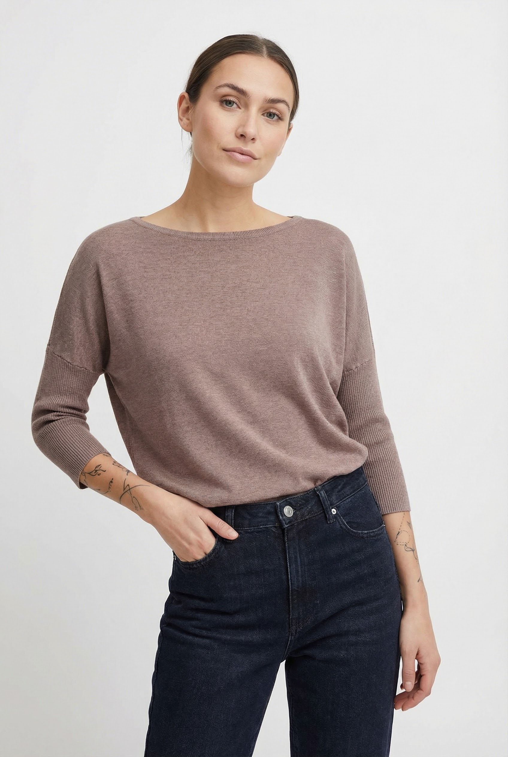 Saint Tropez Rundhalspullover "A2561, MilaSZ R-Neck" Viskosemischung, Casual fit