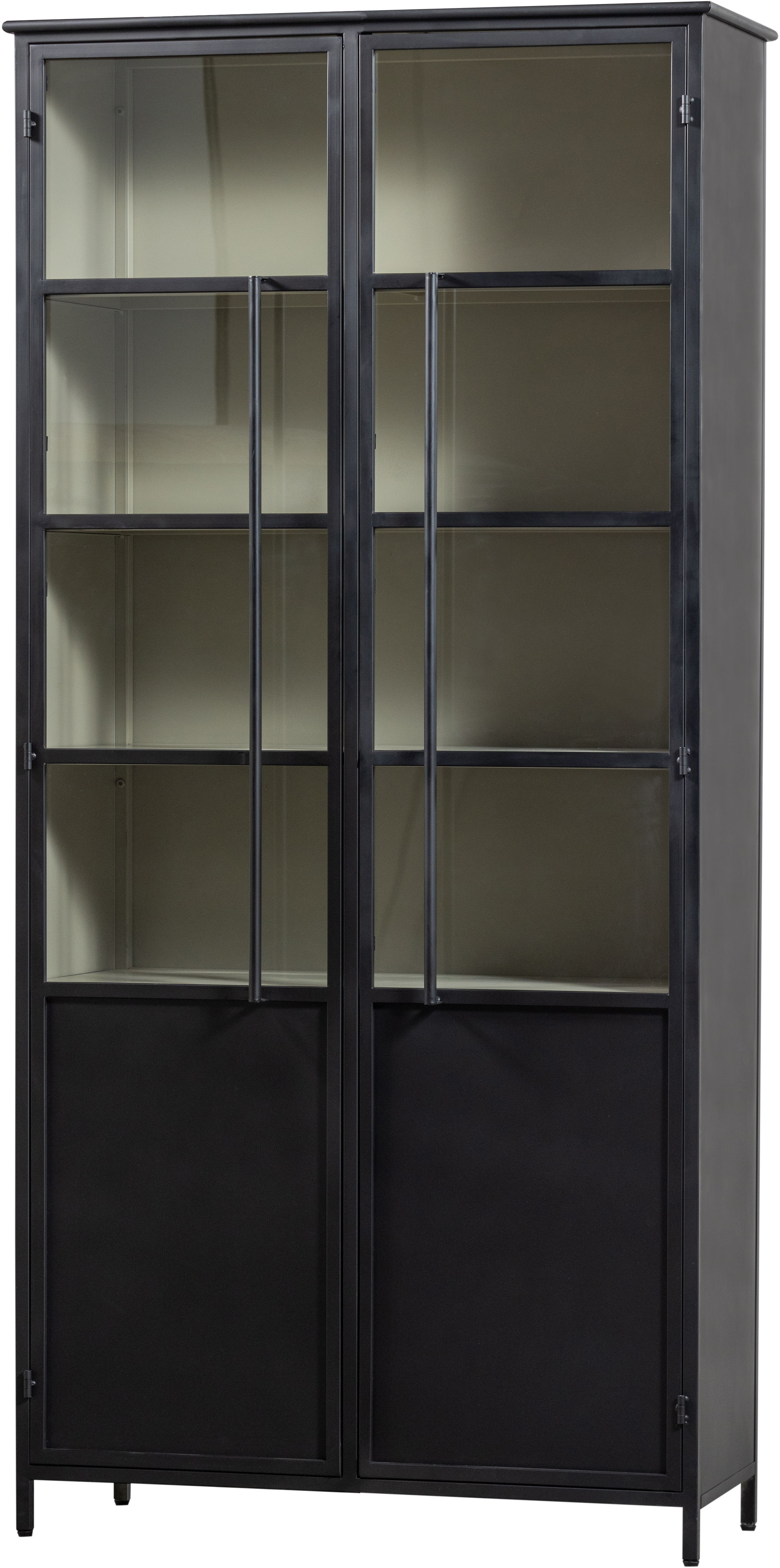 WOOOD Vitrine "Exhibit Metall pulverbeschichtet, H 173 x B 99 x D 45 cm" Die Vitrine Exhibit aus mattem Metall hat 5 stabile Einlegeböden.
