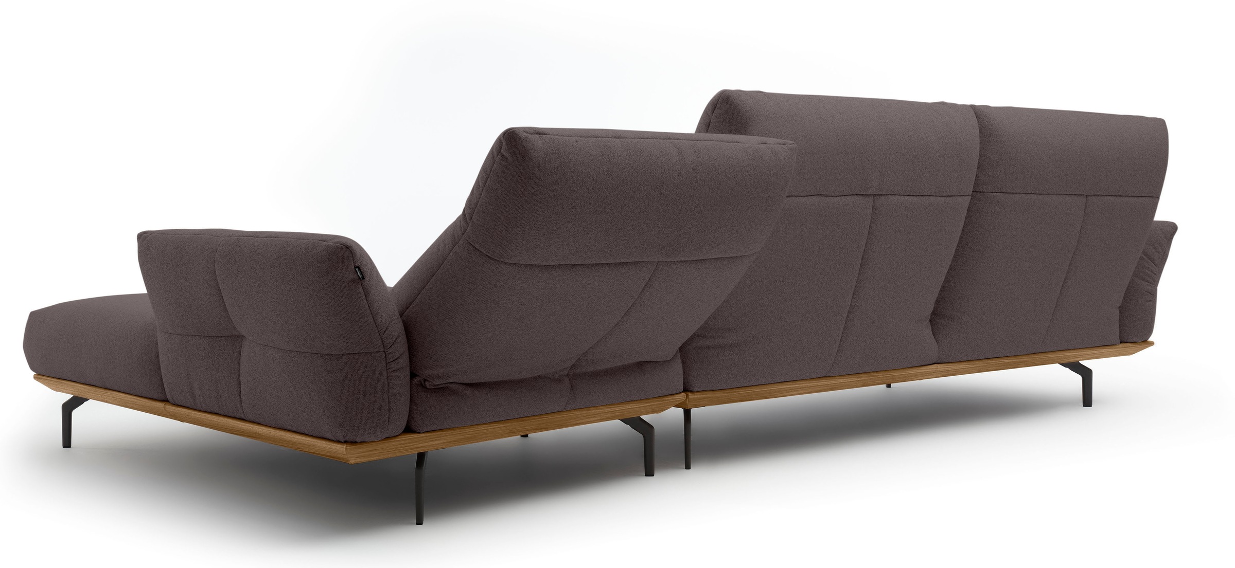 Creation BY ROLF BENZ Ecksofa »CR.460«, Sockel in Nussbaum, Winkelfüße in Umbragrau, Breite 338 cm
