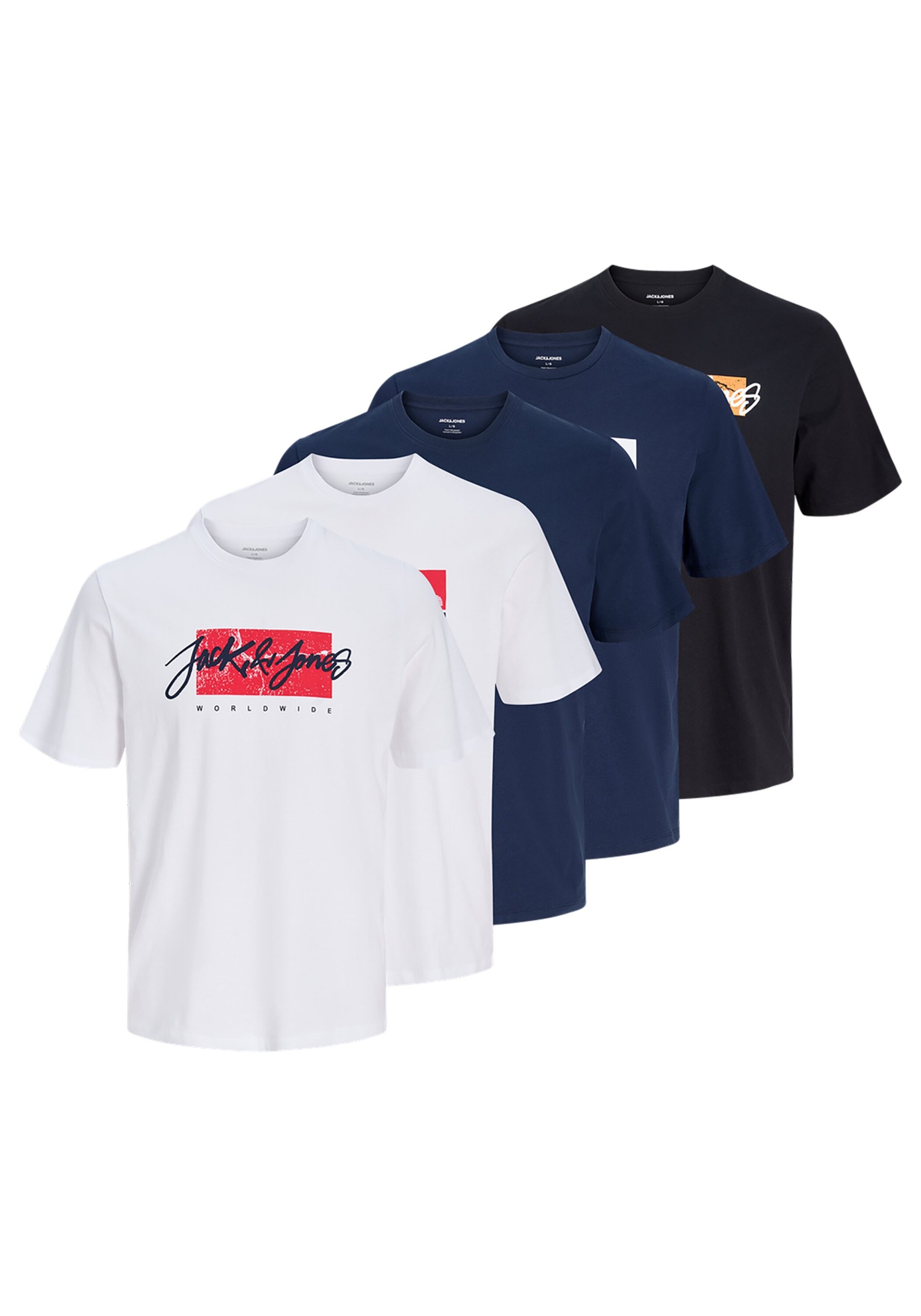Jack & Jones T-Shirt "T-Shirt JJTILEY JJNOLAN TEE SS CREW NECK 5PK MP 5er Pack" 5