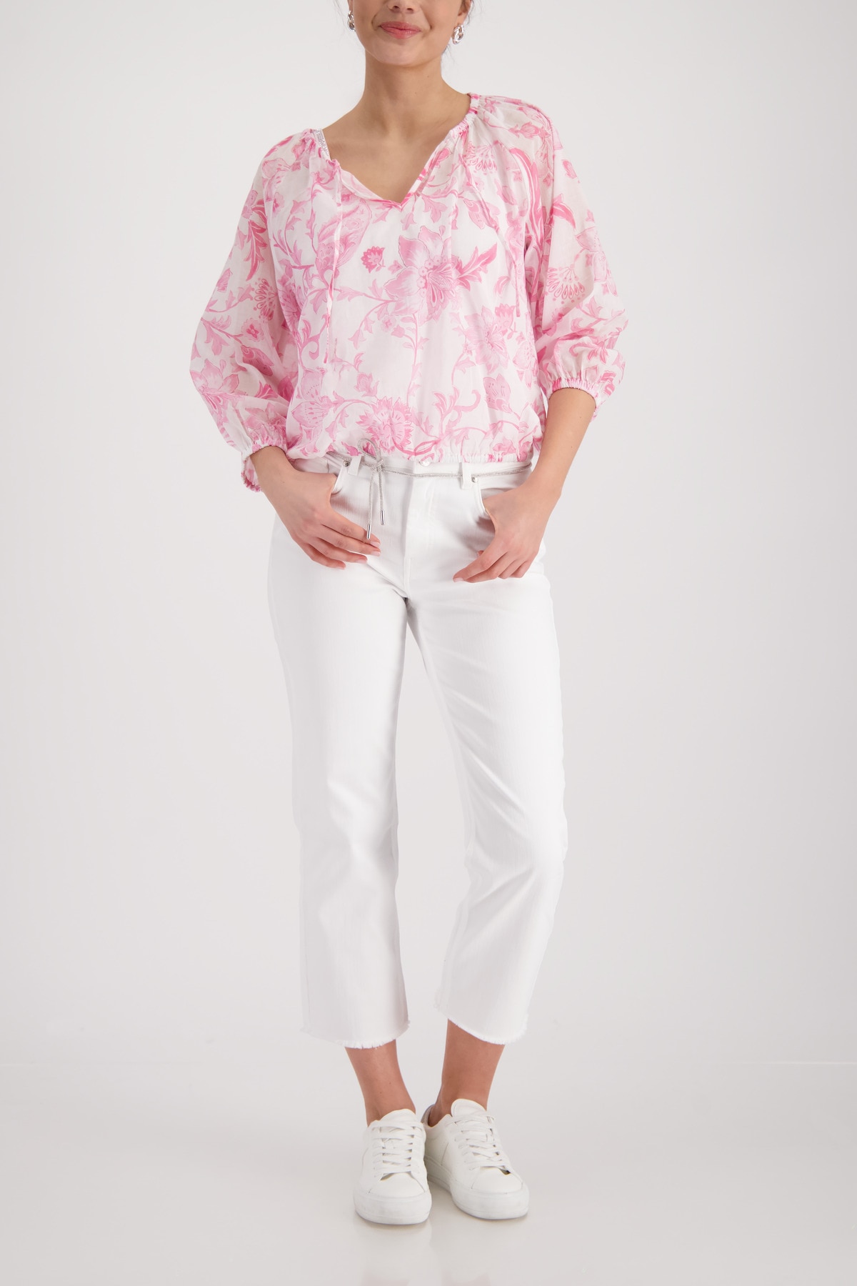 Monari Langarmbluse »Bluse Blumendruck allover« Regular fit mit Blumenmuster