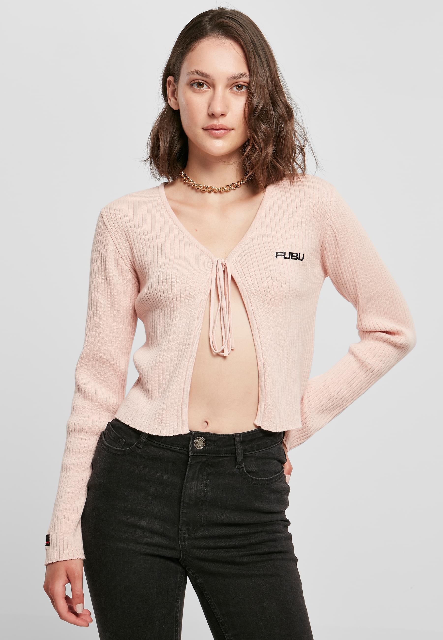 Fubu Outdoorjacke »Fubu Damen FW222-016-1, Corporate Rib Knit Bolero rose« 1 Stk. tlg. ohne Kapuze
