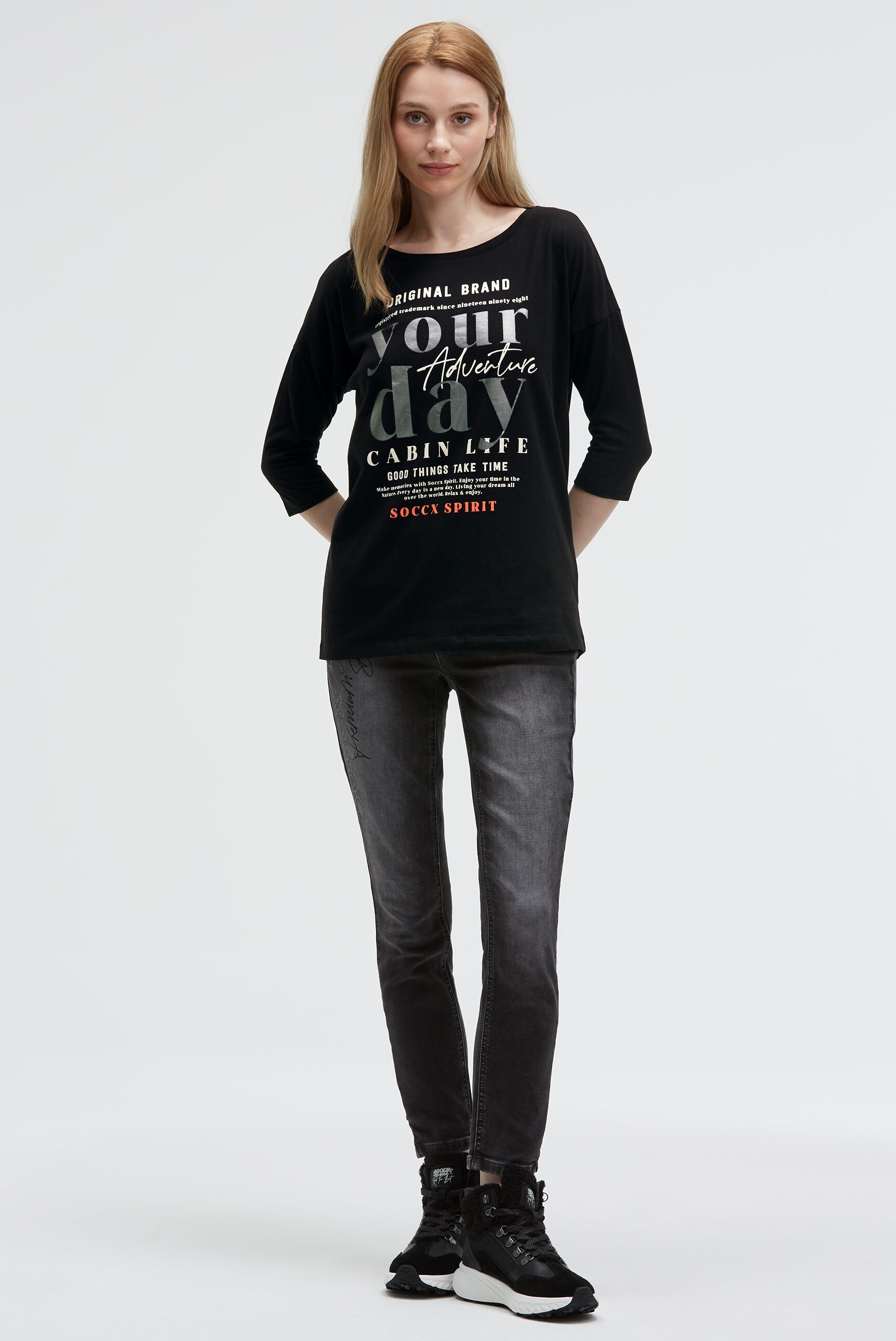 SOCCX 3/4-Arm-Shirt, mit Baumwolle