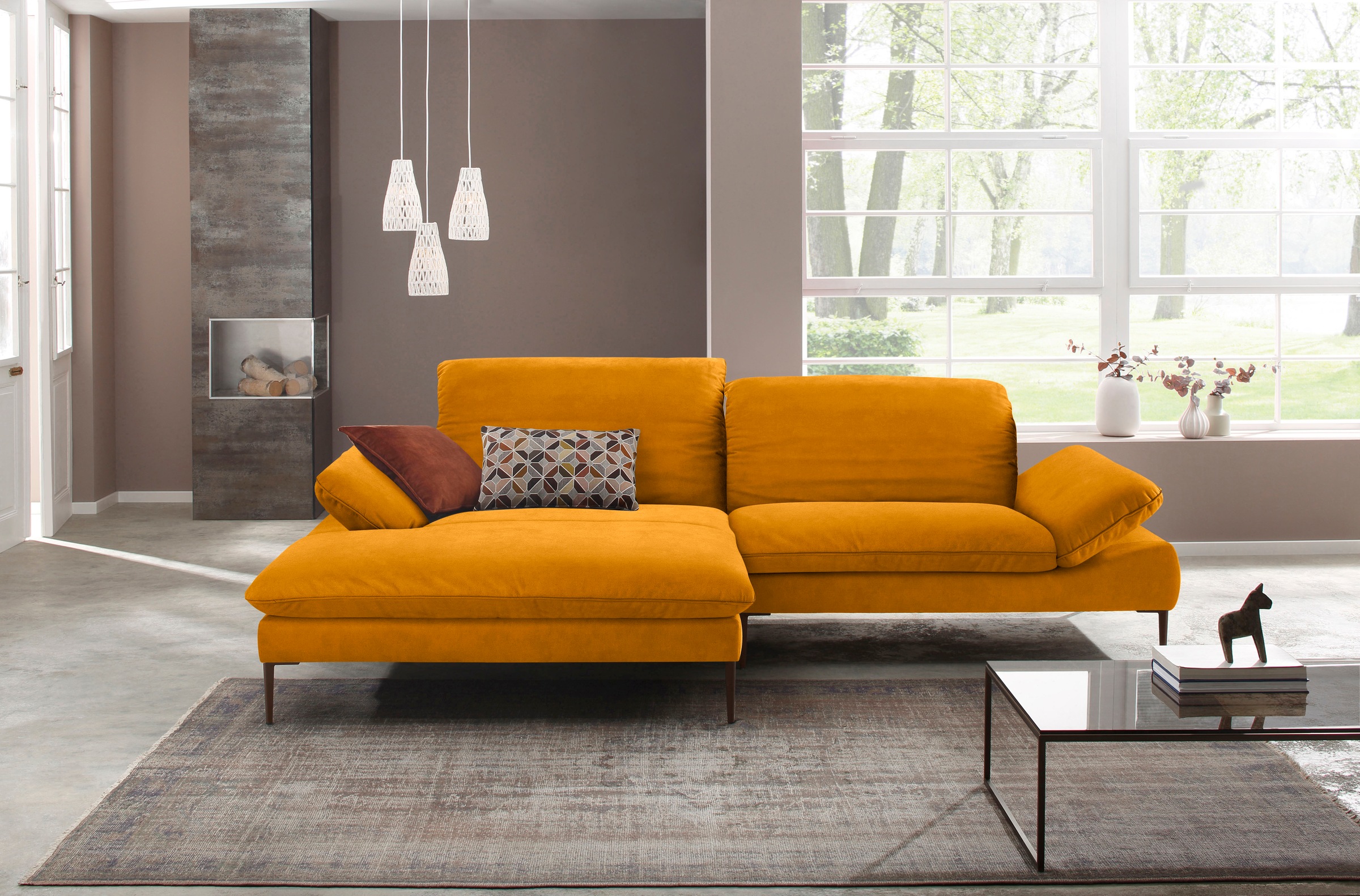 W.SCHILLIG Ecksofa »enjoy&MORE, Designsofa, elegant und bequem, L-Form«, Sitztiefenverstellung, Füße bronze pulverbeschichtet, Breite 294 cm