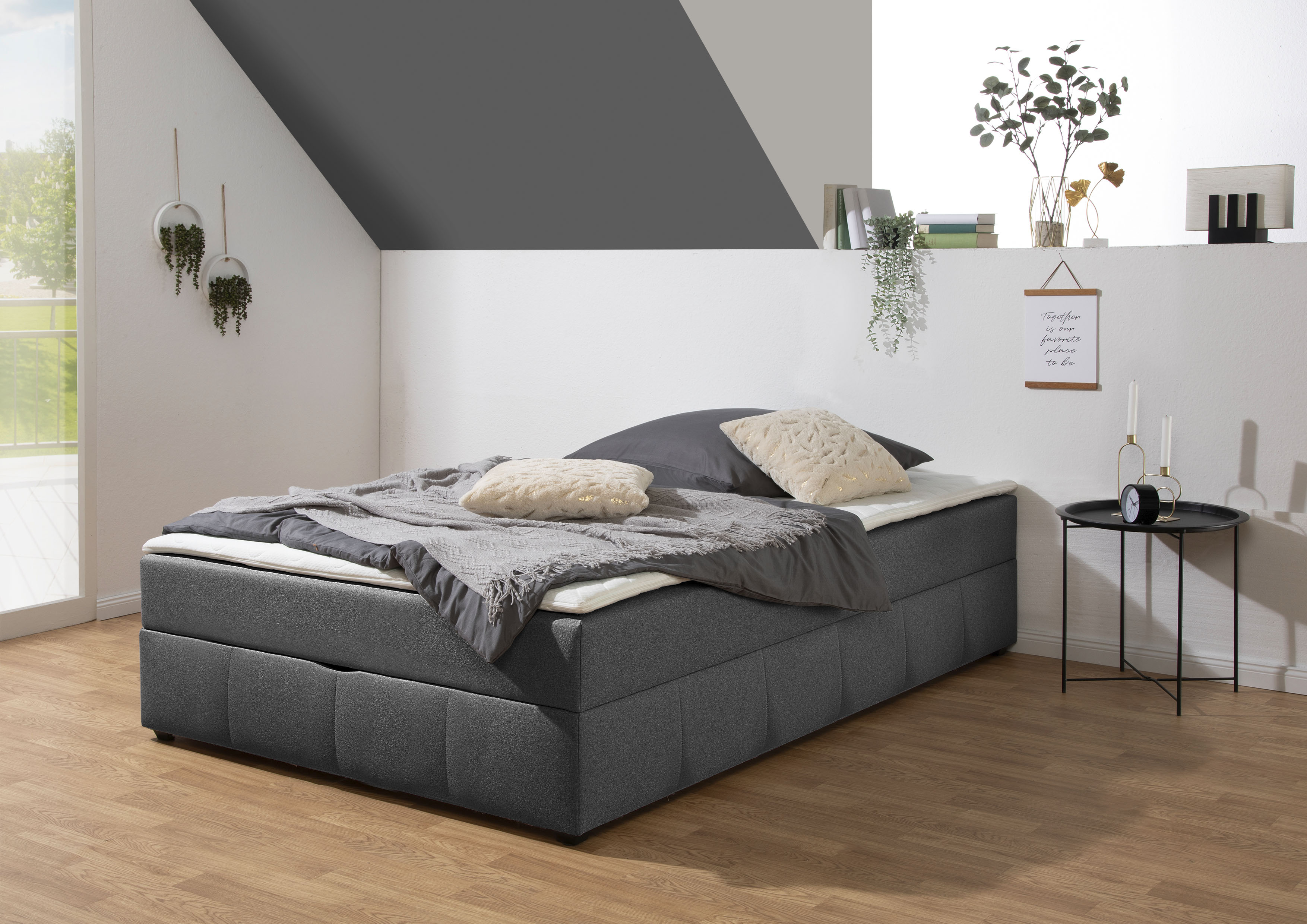 Home affaire Boxbett "Niemes inkl. Bettkasten und Topper, auch in Überlänge erhältlich" besonders komfortable Liegehöhe, mit praktischem Bettkasten und Topper