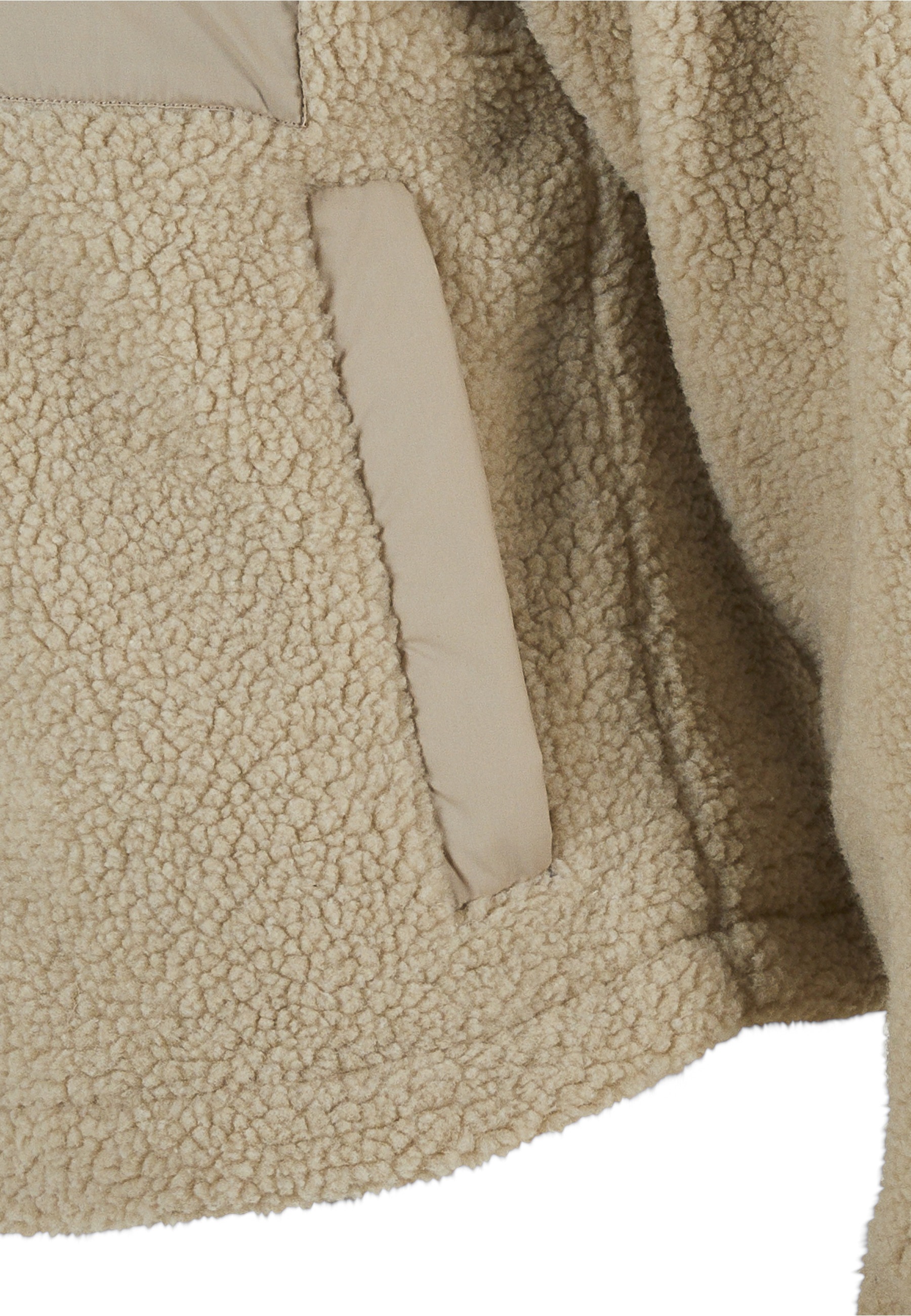 URBAN CLASSICS Winterjacke »Urban Classics Damen Ladies Sherpa Mix Jacket« 1 Stk. tlg. mit Kapuze