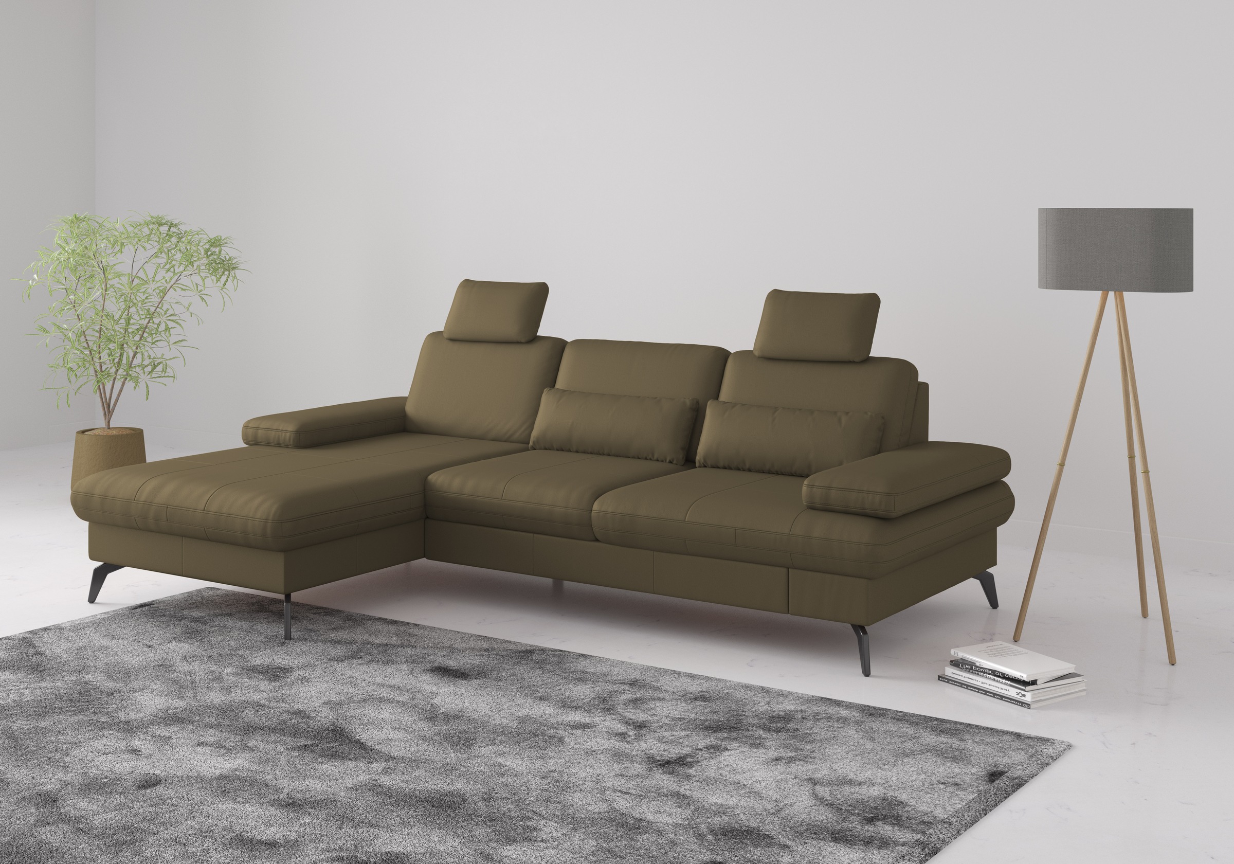sit&more "Morris L-Form, inkl. Sitztiefenverstellung" wahlweise mit Armteilverstellung, Bettfunktion & Bettkasten