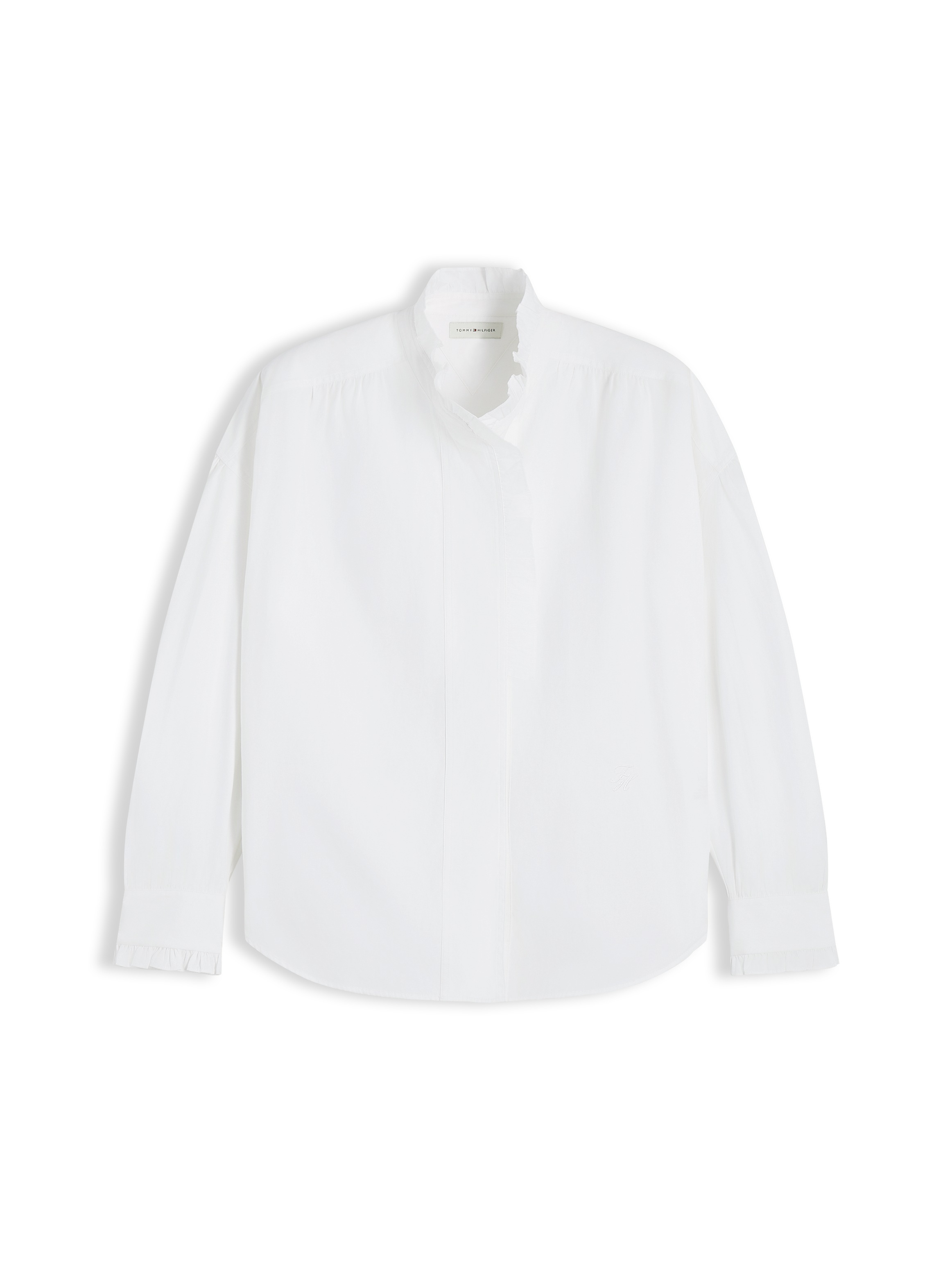 Tommy Hilfiger Langarmbluse »POPLIN BLOUSE WITH RUFFLES« Baumwolle, mit Rüschen Detail