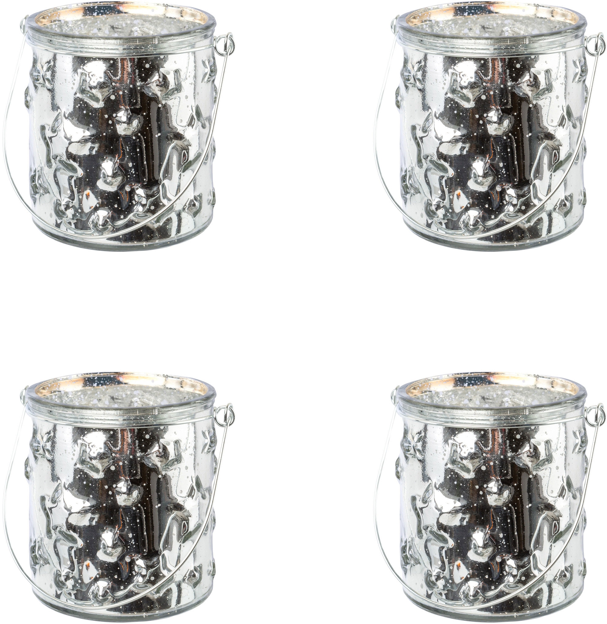Creativ deco Windlicht "Weihnachtsdeko" Glas mit Stern-Struktur günstig online kaufen