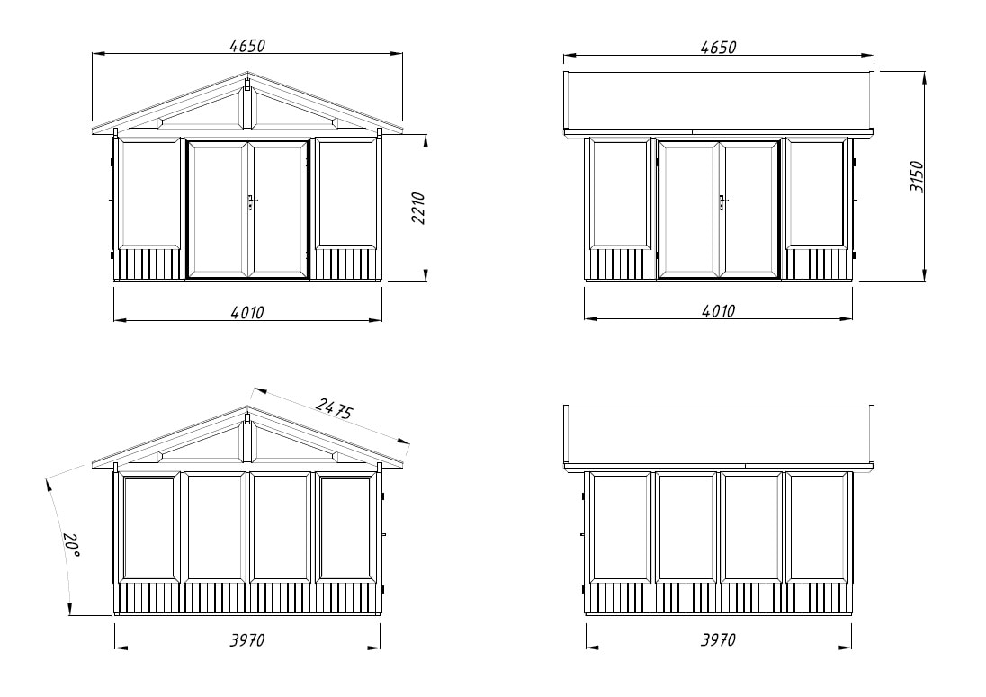 Palmako Holzpavillon »Isabella« BxTxH: 465x465x315 cm