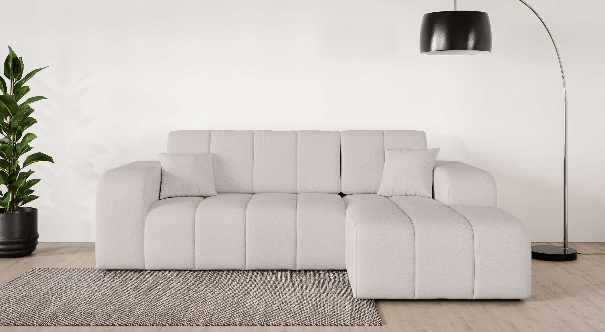 OTTO home Ecksofa "CASSY L-Form, Schlafsofa mit Bettkasten, Maße B/T/H: 245/165/88 cm" mit 2 Rückenkissen, Recamiere rechts oder links bestellbar