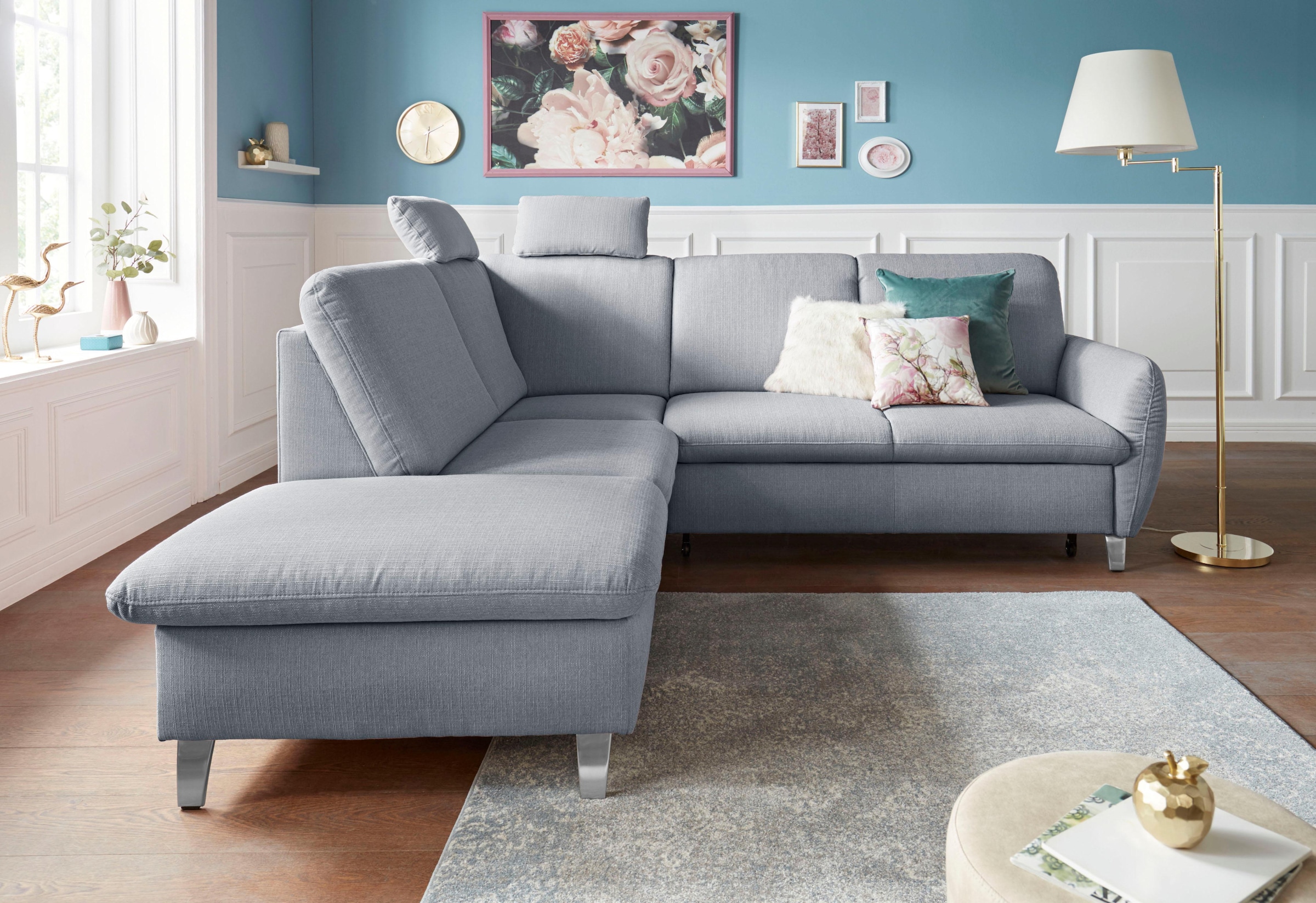 sit&more Ecksofa »Daytona L-Form«, mit Federkern, zwei Kopfstützen und wahlweise mit Bettfunktion