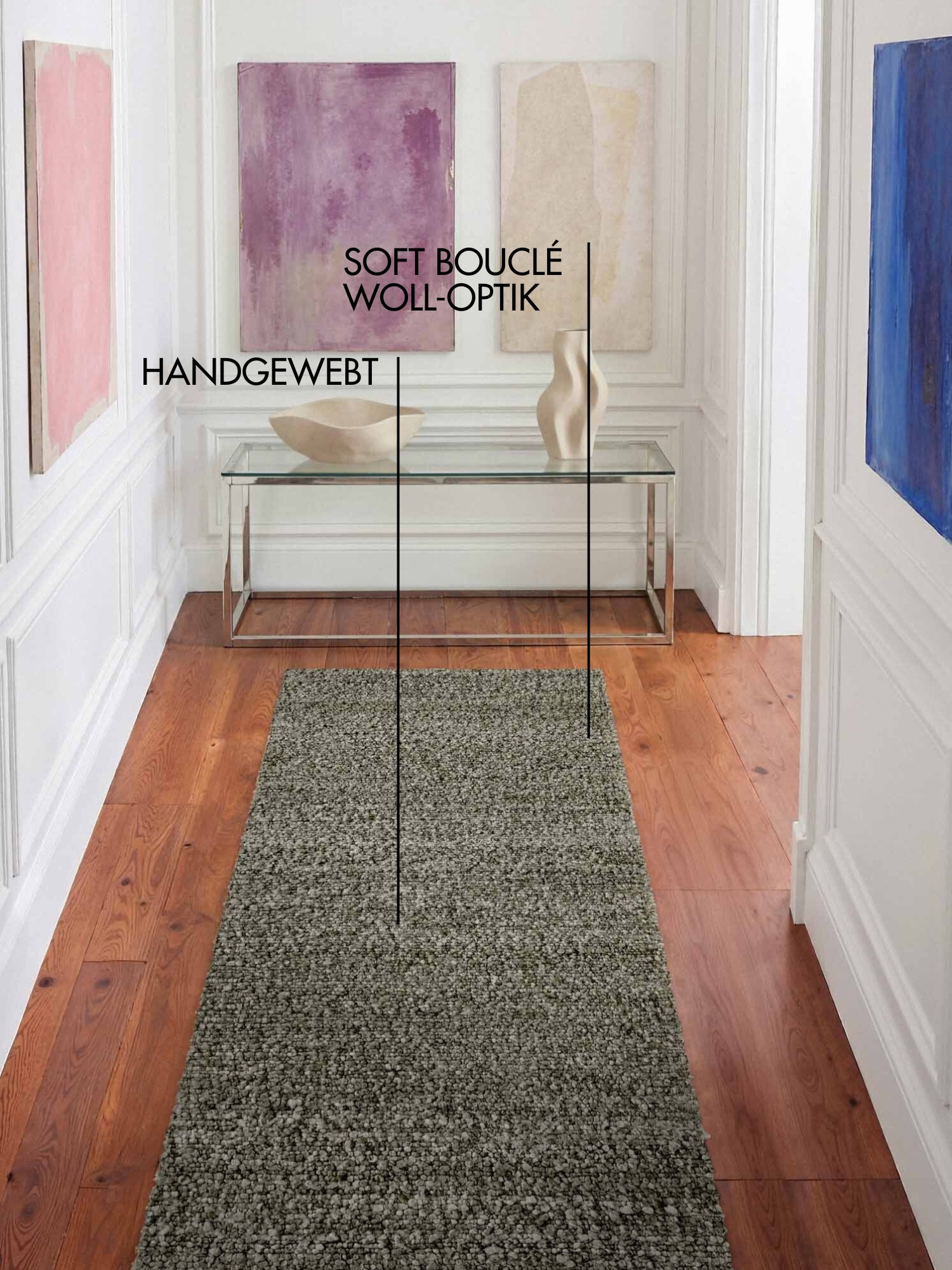 Ted Baker Teppich »Soft Bouclé Portobello , auch als Läufer« rechteckig 10 mm Höhe Woll-Optik, Bouclé Meliert, Wohnzimmer, Esszimmer, Schlafzimmer, Flur