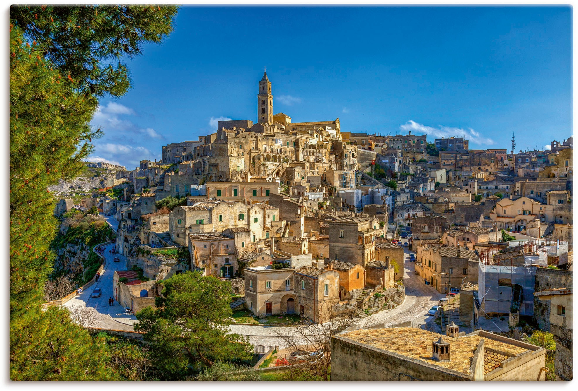 Artland Leinwandbild "Historische Altstadt von Matera Italien", Italien, (1 St.), auf Keilrahmen gespannt