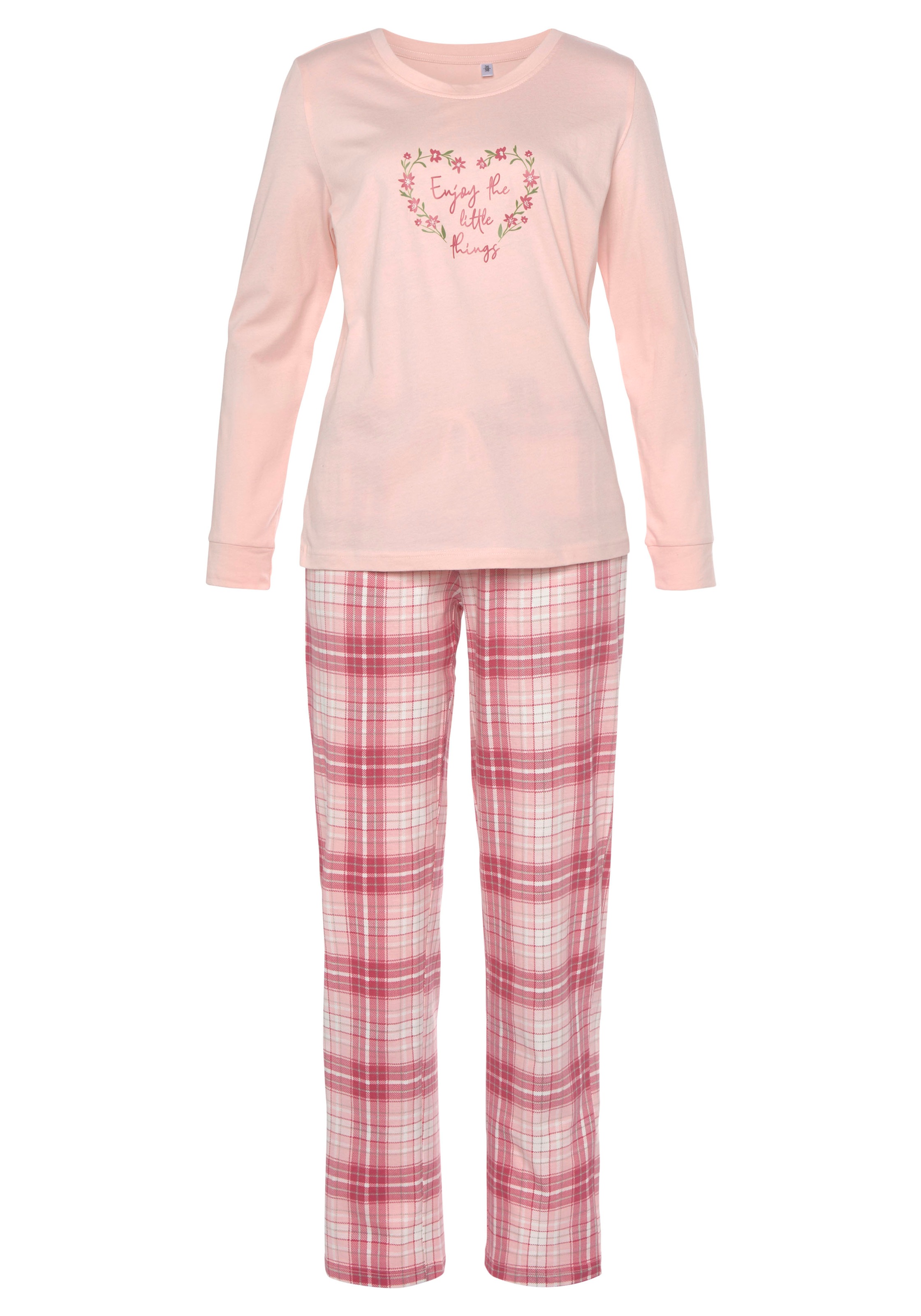 Thumbnail - Vivance Dreams Pyjama 2er Pack, 4 tlg. mit Karo- und Blumendruck im Doppelpack