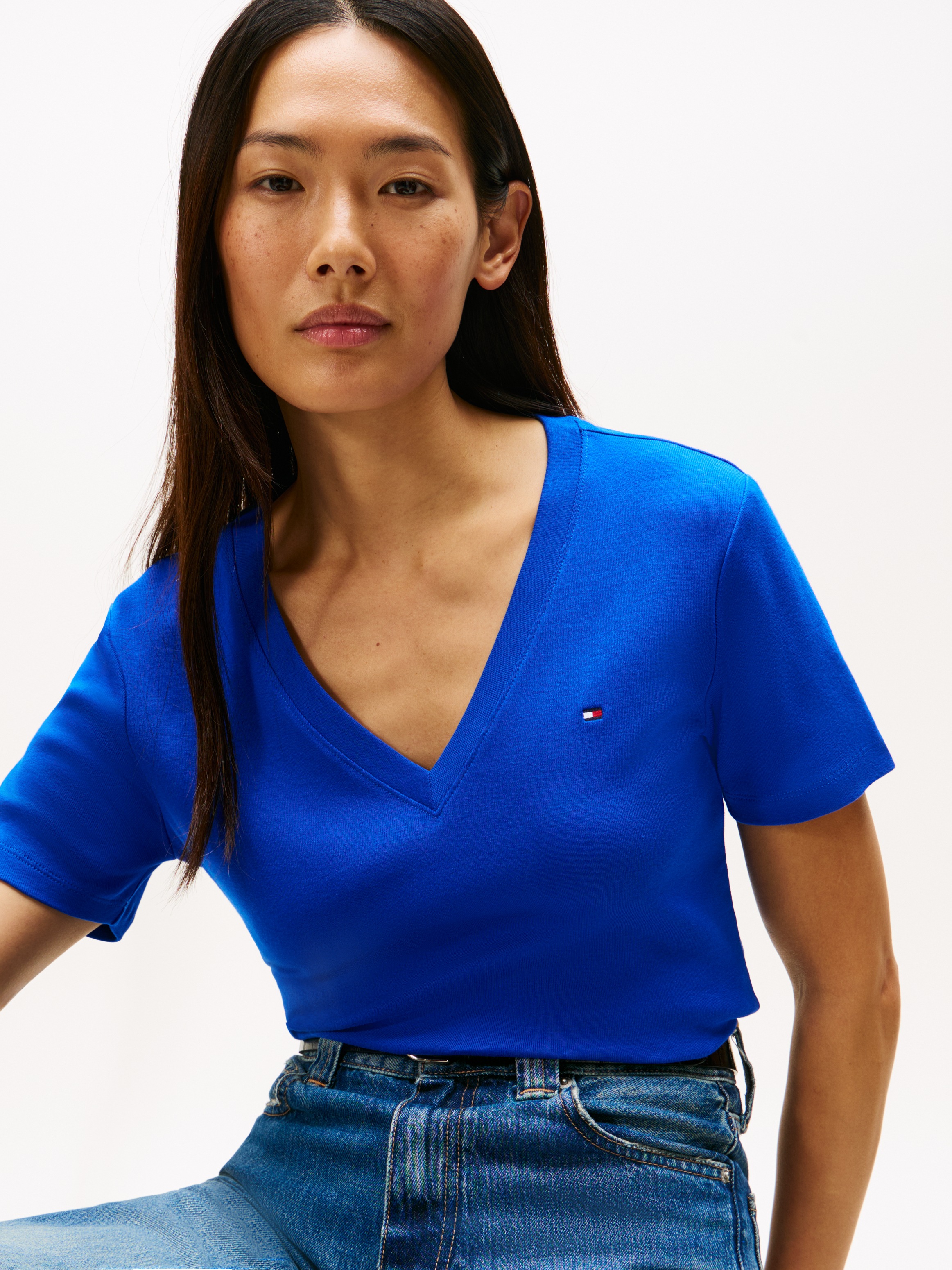 Tommy Hilfiger T-Shirt "SLIM CODY V-NK SS mit V-Ausschnitt und Streifen" Ba günstig online kaufen