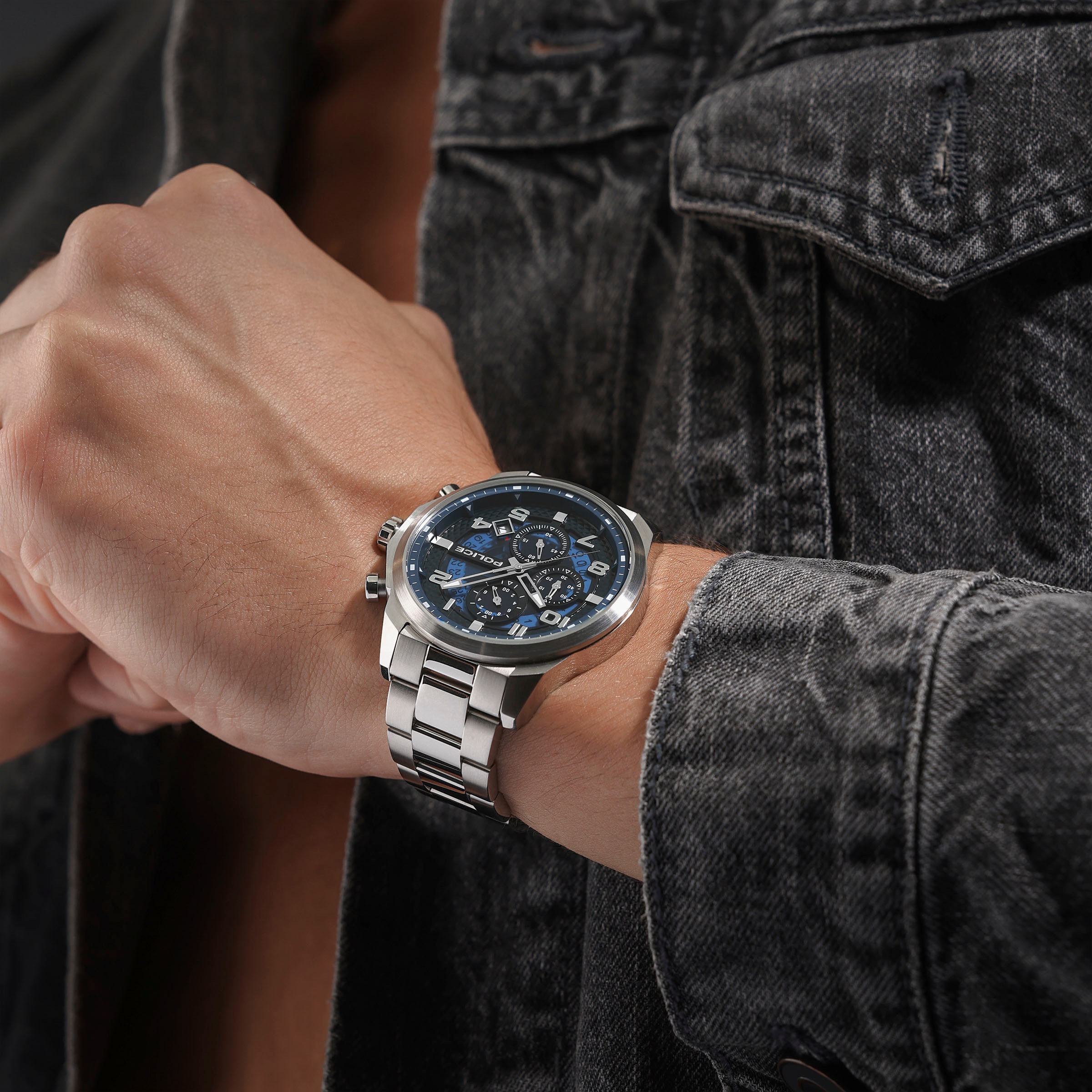 Police Chronograph »SOUL«, Quarzuhr, Armbanduhr, Herrenuhr, Edelstahlarmband, analog